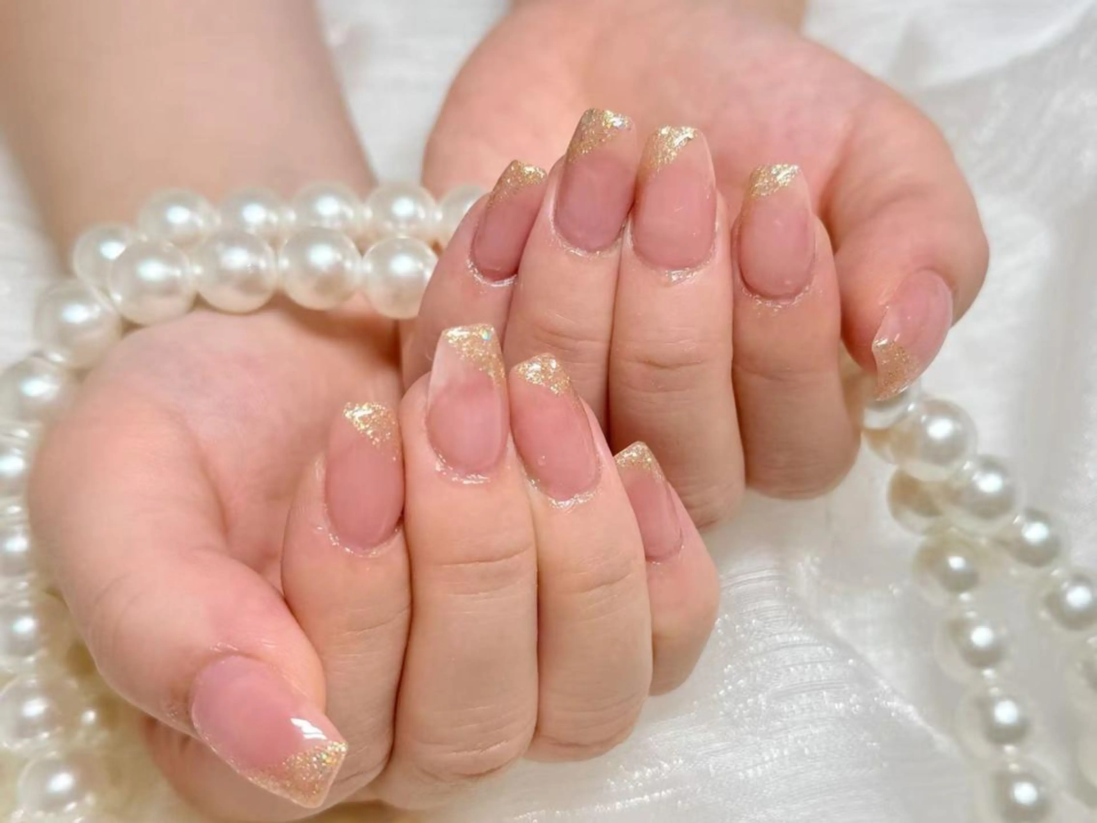 ネイル アートネイル クリアネイル 成人式 長さ出し フラッシュネイル Ru na🍳のネイルデザイン