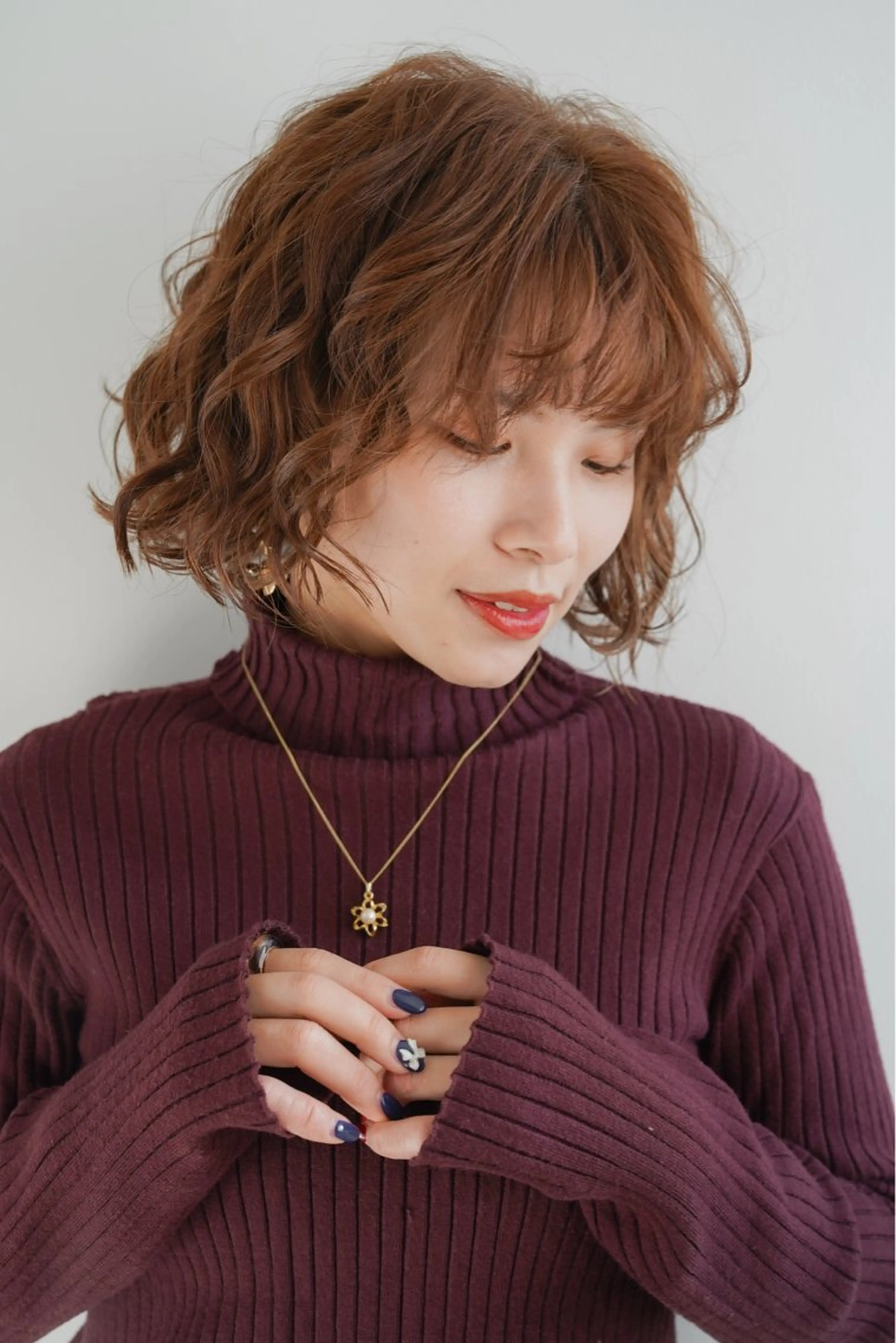 ミディアム カラー パーマ 江田 智沙穂のヘアスタイル