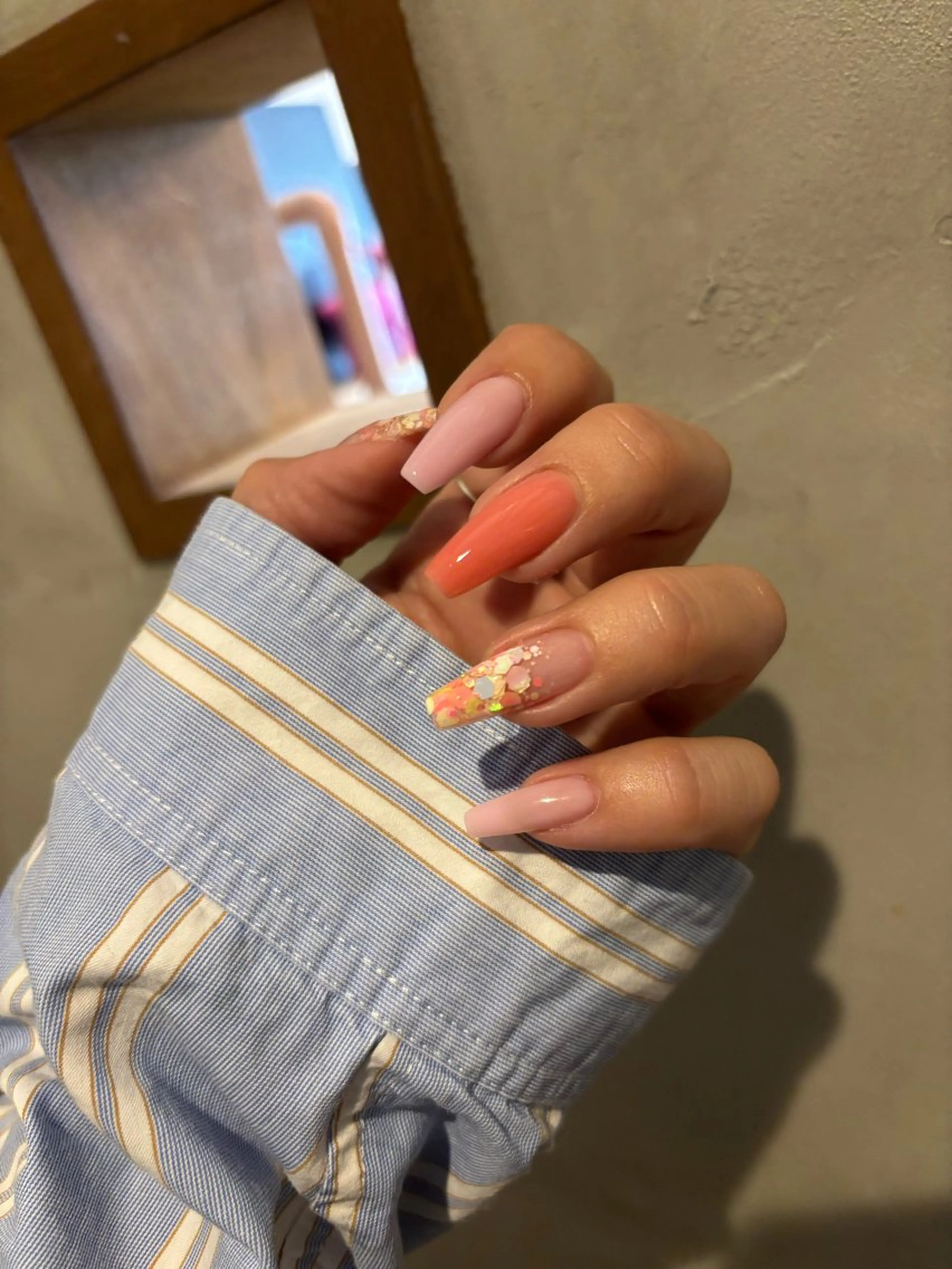 ネイル ラメ(グリッター) ラメグラデーション パステルネイル ピンク スカルプネイル ハンドネイル chem NAILSTUDIO所属・chem くりたももこのネイルデザイン