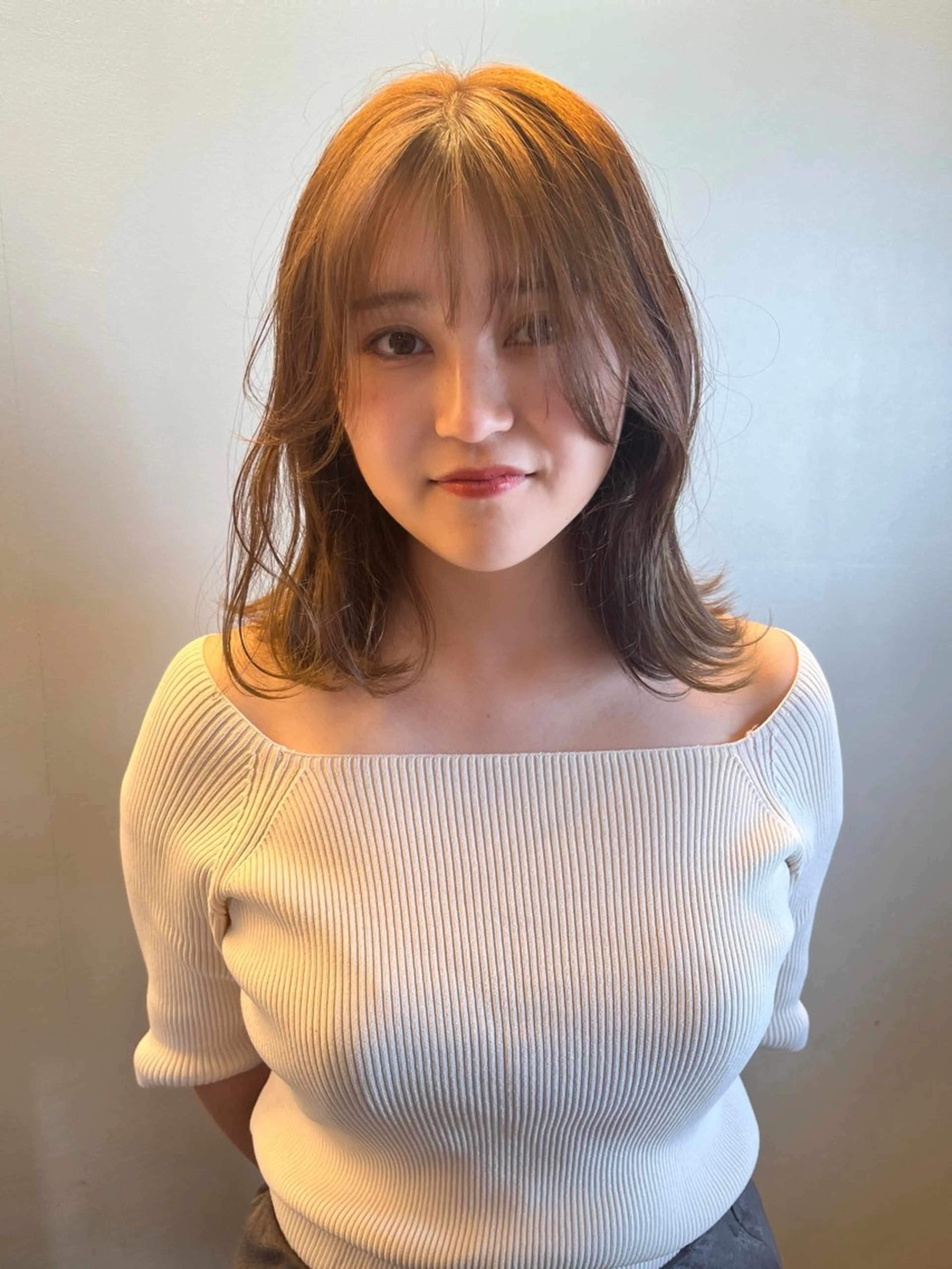 ミディアム ボブレイヤー ボブ 顔まわりレイヤー ハイレイヤー 韓国風ヘア カット ヘアカラー レイヤーカット\ウル フ　chinatsuのヘアスタイル