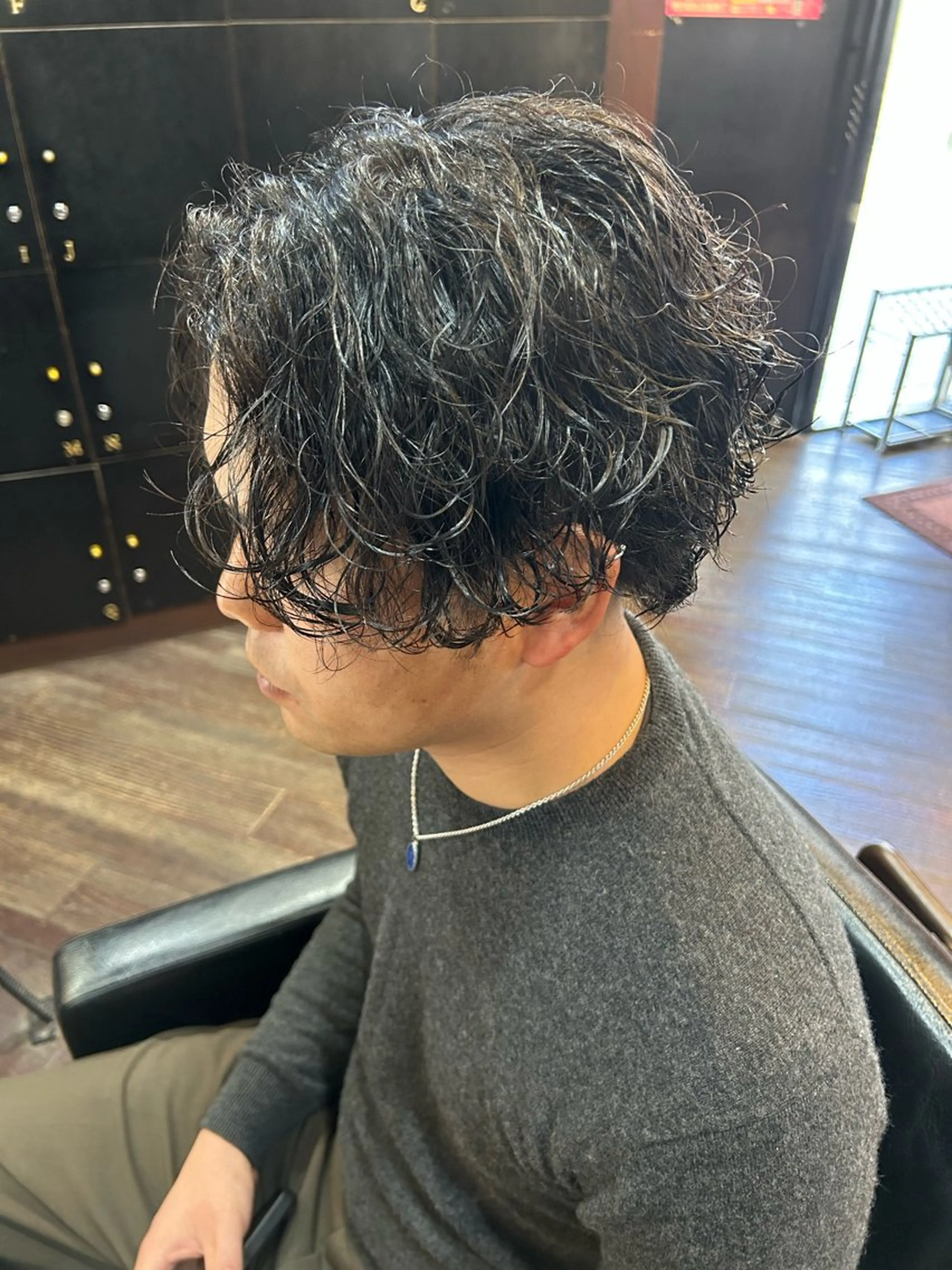 ミディアム パーマ メンズ 大阪/梅田/シャドウ パーマ/ノボリユウタのヘアスタイル