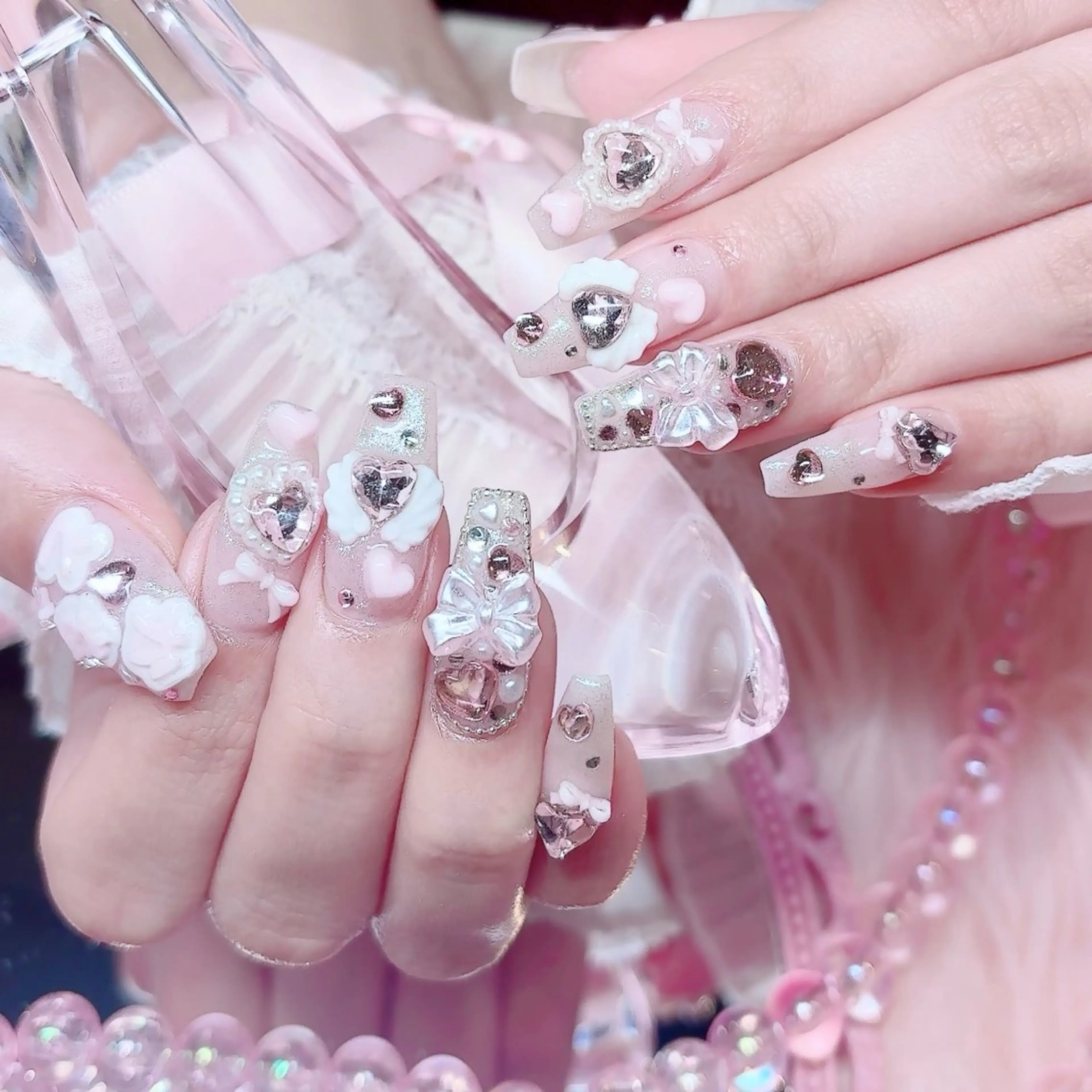 💗長さだし10本+お好きなアート10本のせ放題💗オフなし　注意事項必ずご確認くださいの写真