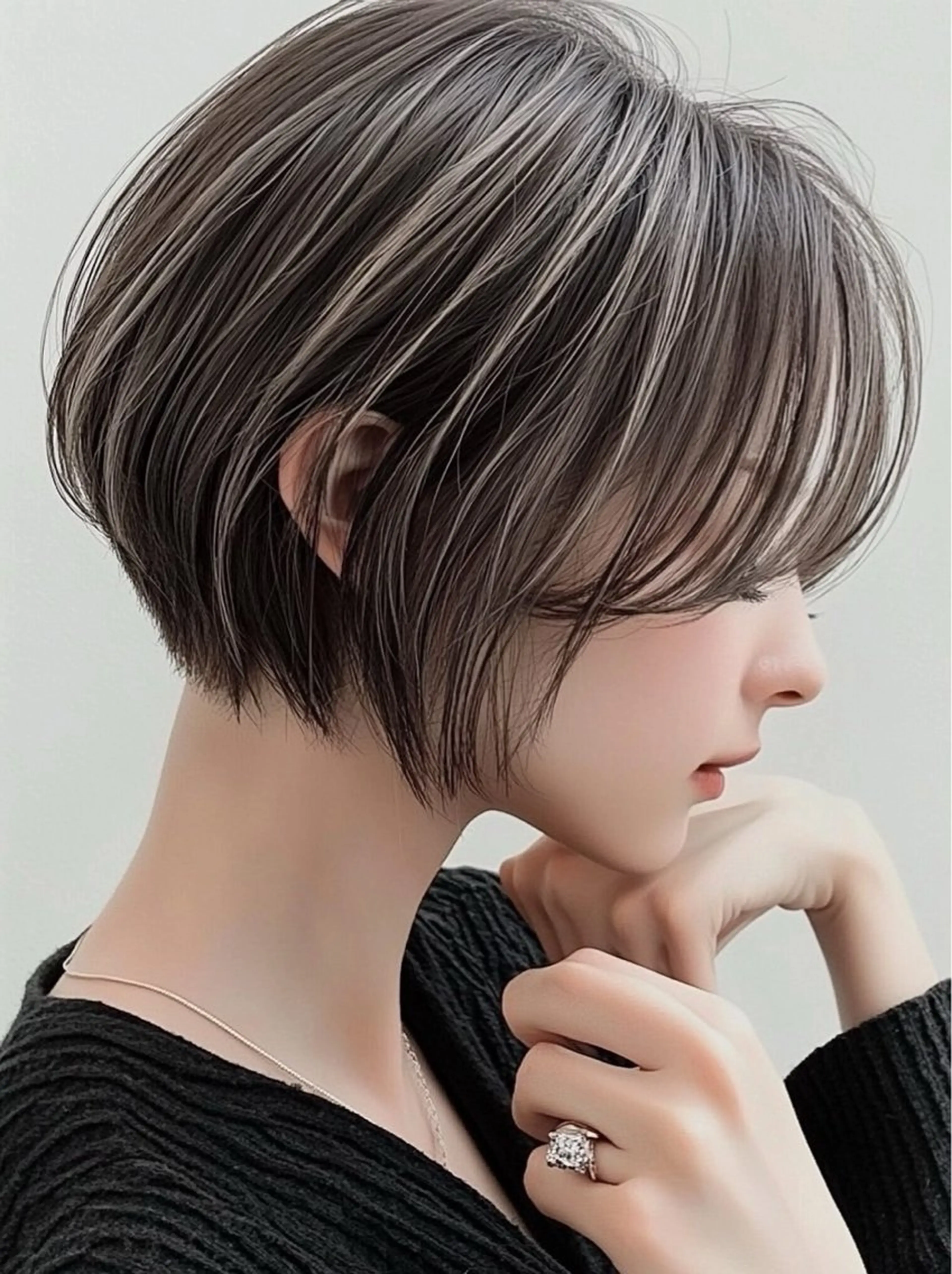 ショート カラー カット ヘアカラー トリートメント レイヤー×顔周 り×髪質改善/MIUのヘアスタイル