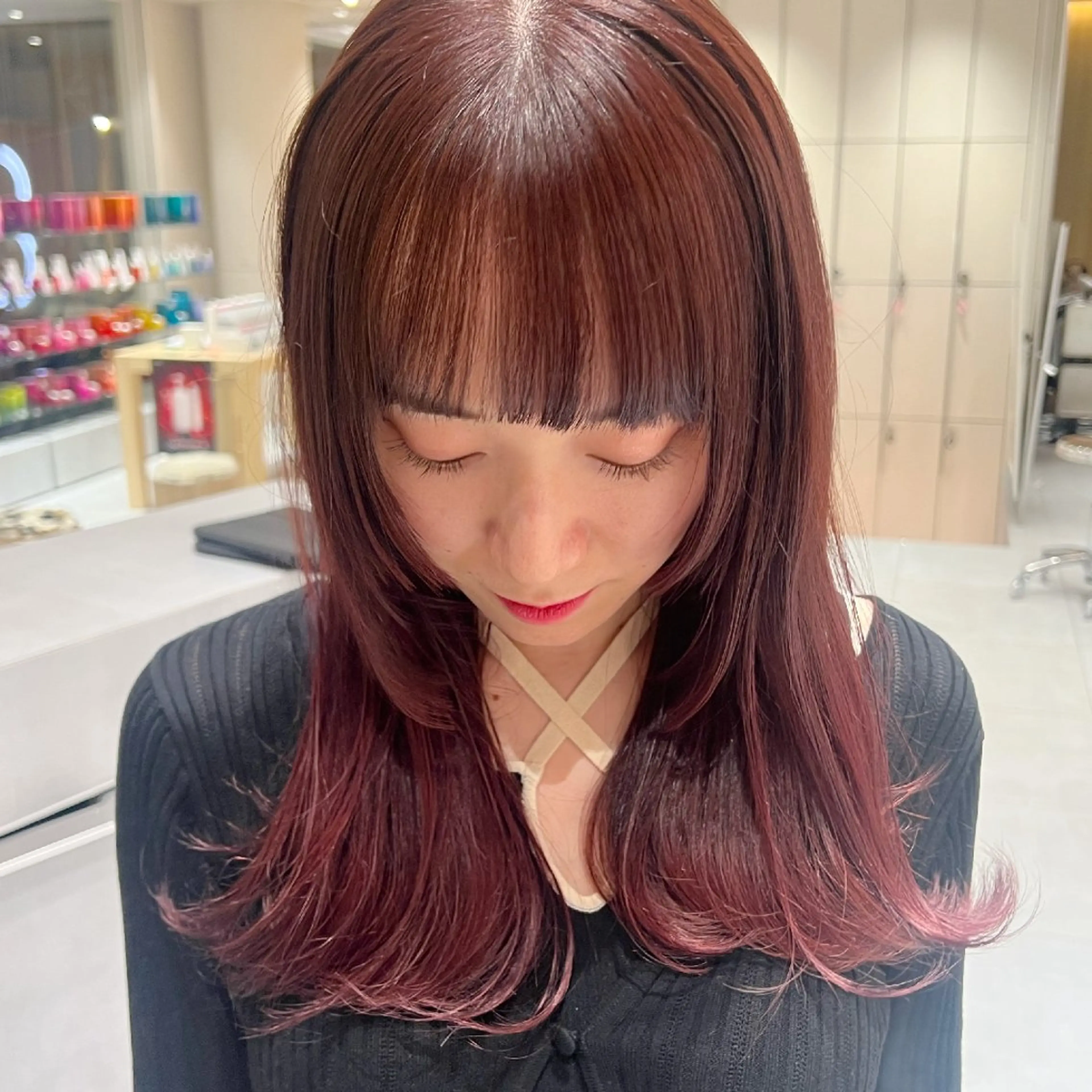 ミディアム 🫧暖色愛され透明感 🍒カラー千優のヘアスタイル