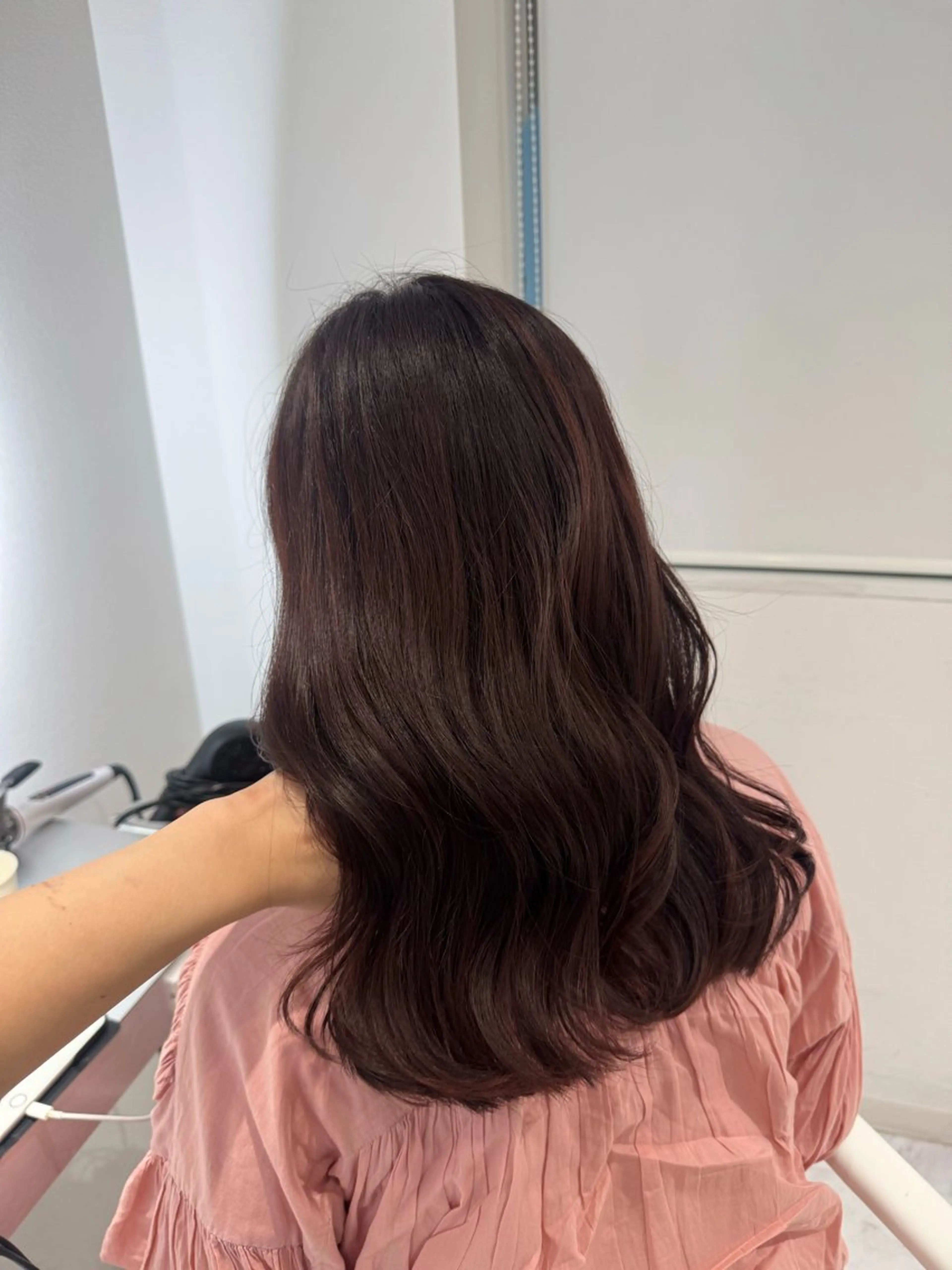 ミディアム カラー ブラウンカラー ピンクカラー ピンクブラウン rina/無料 レイヤーカット/上野のヘアスタイル