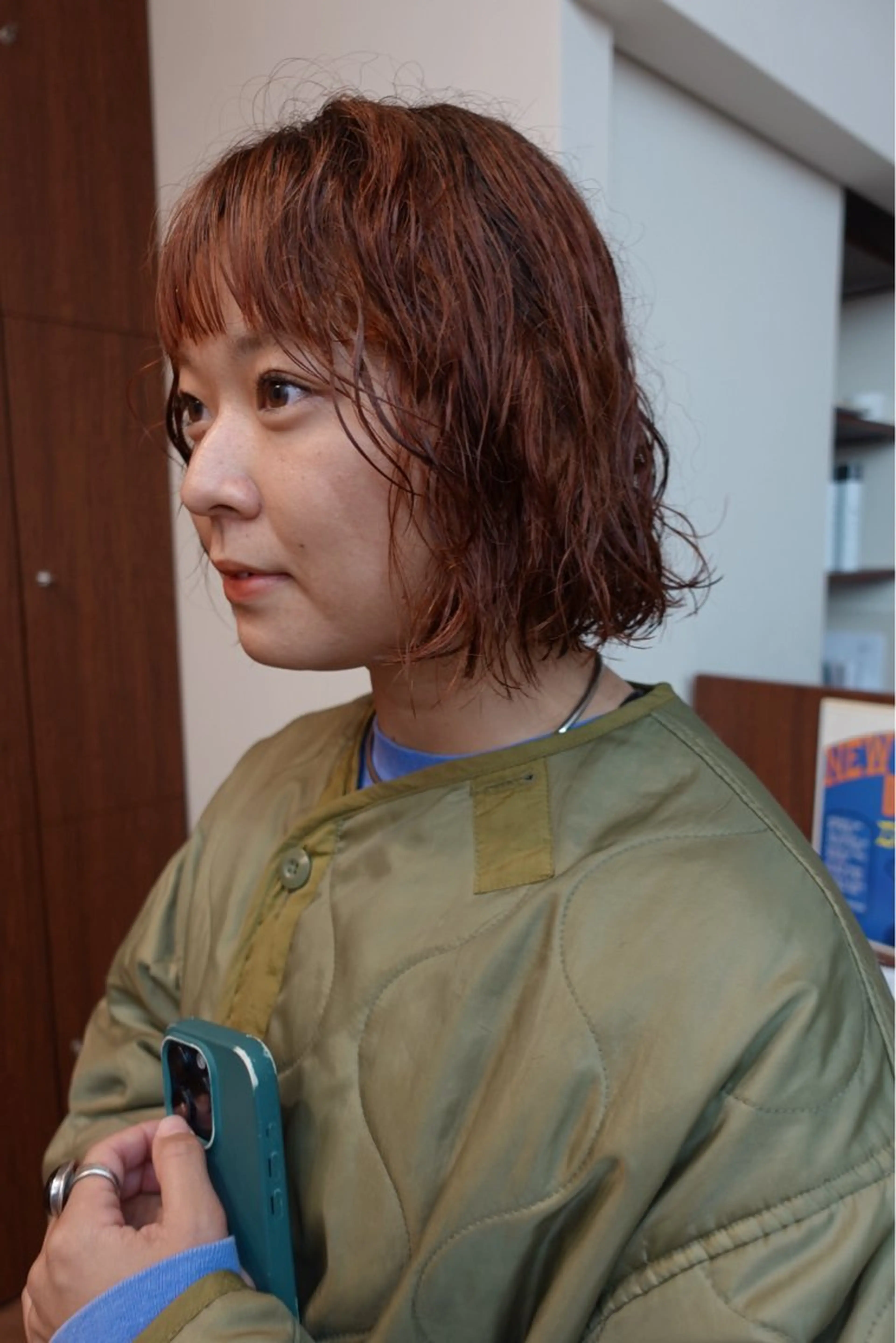 ショート カラー パーマ カット ヘアカラー パーマ ボブパーマ/パーマ ウルフパーマのヘアスタイル