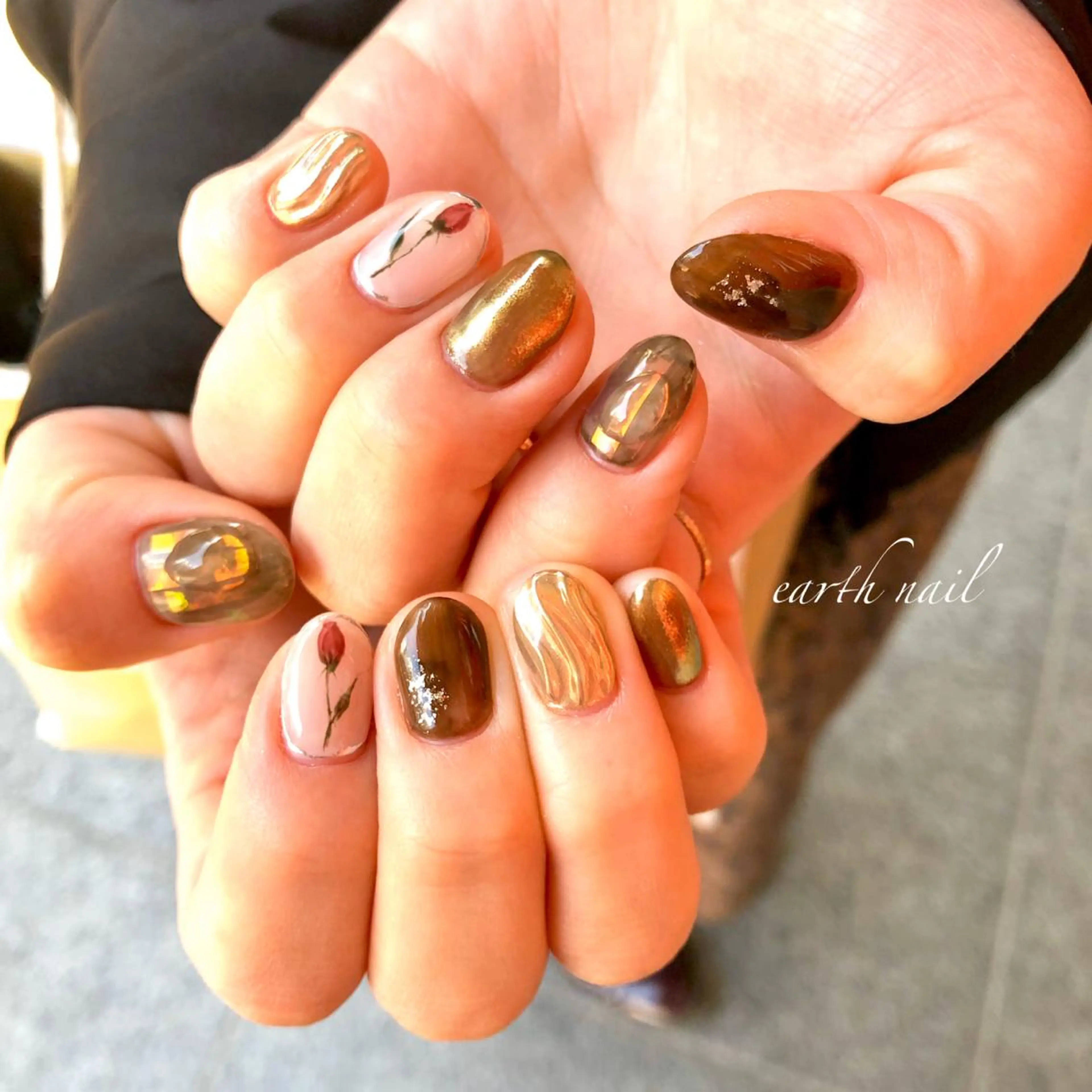 ネイル ブラウン ハンドネイル 🧁🥕 asukaのネイルデザイン