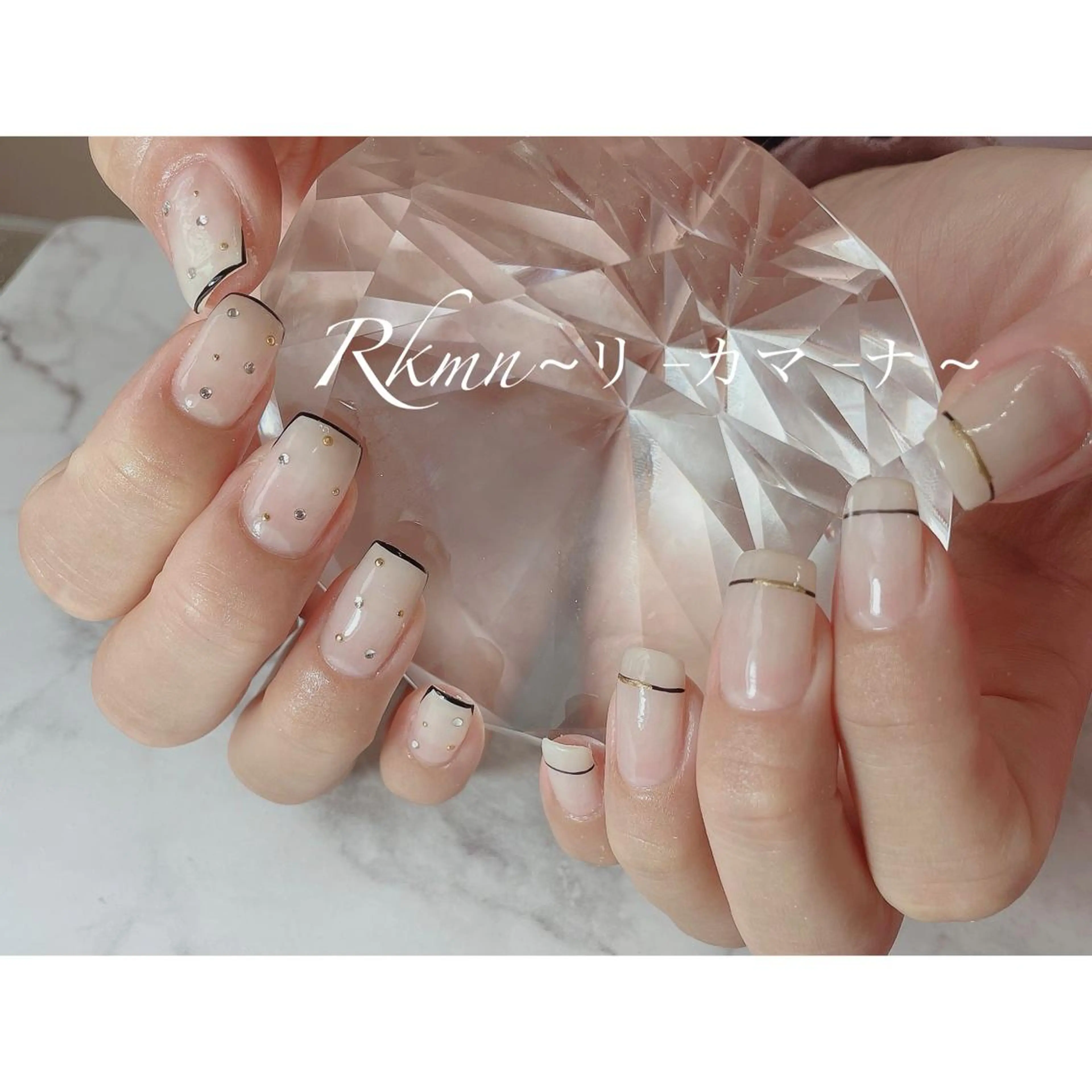 ネイル アートネイル フレンチネイル 春ネイル スクエアネイル ホワイト ハンドネイル フットネイル ハンドケア Rkmn ~リ-カマ-ナ~のネイルデザイン