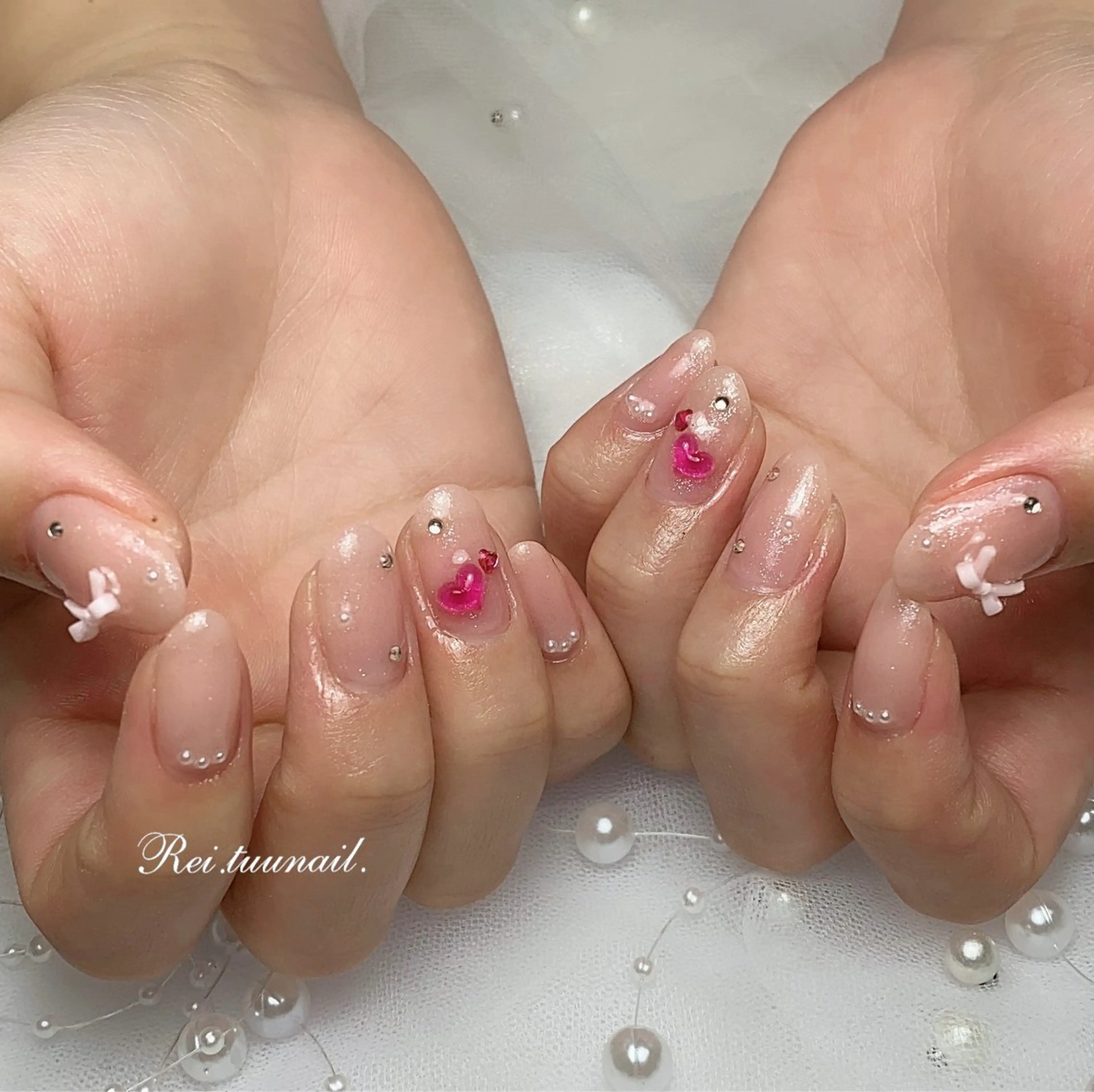 ネイル チークネイル フラッシュネイル フットネイル フレンチネイル ガラスフレンチ Nailsalon / Rei.tuuのネイルデザイン