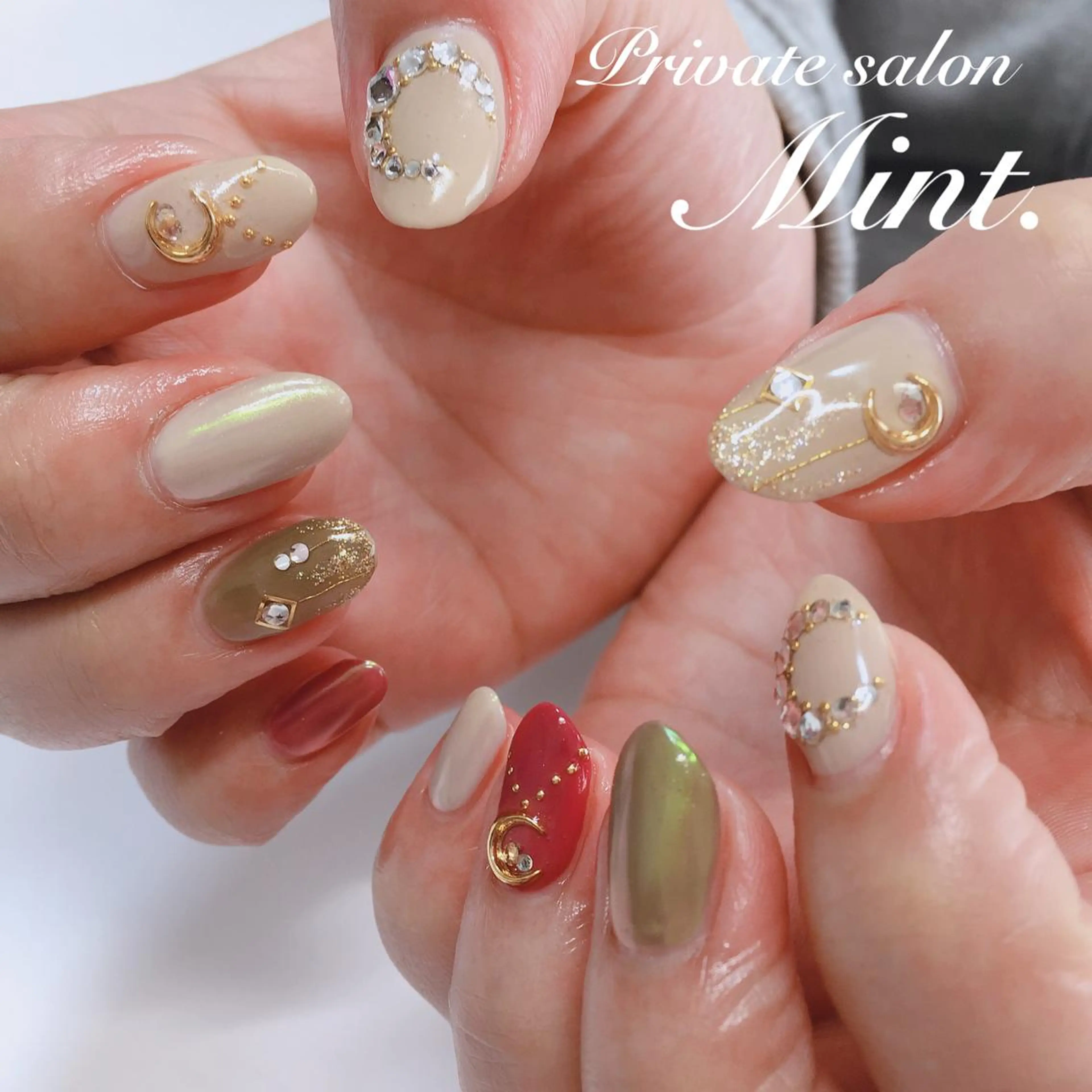 ミディアム ネイル ジェルネイル ハンドネイル Mint. nailのネイルデザイン