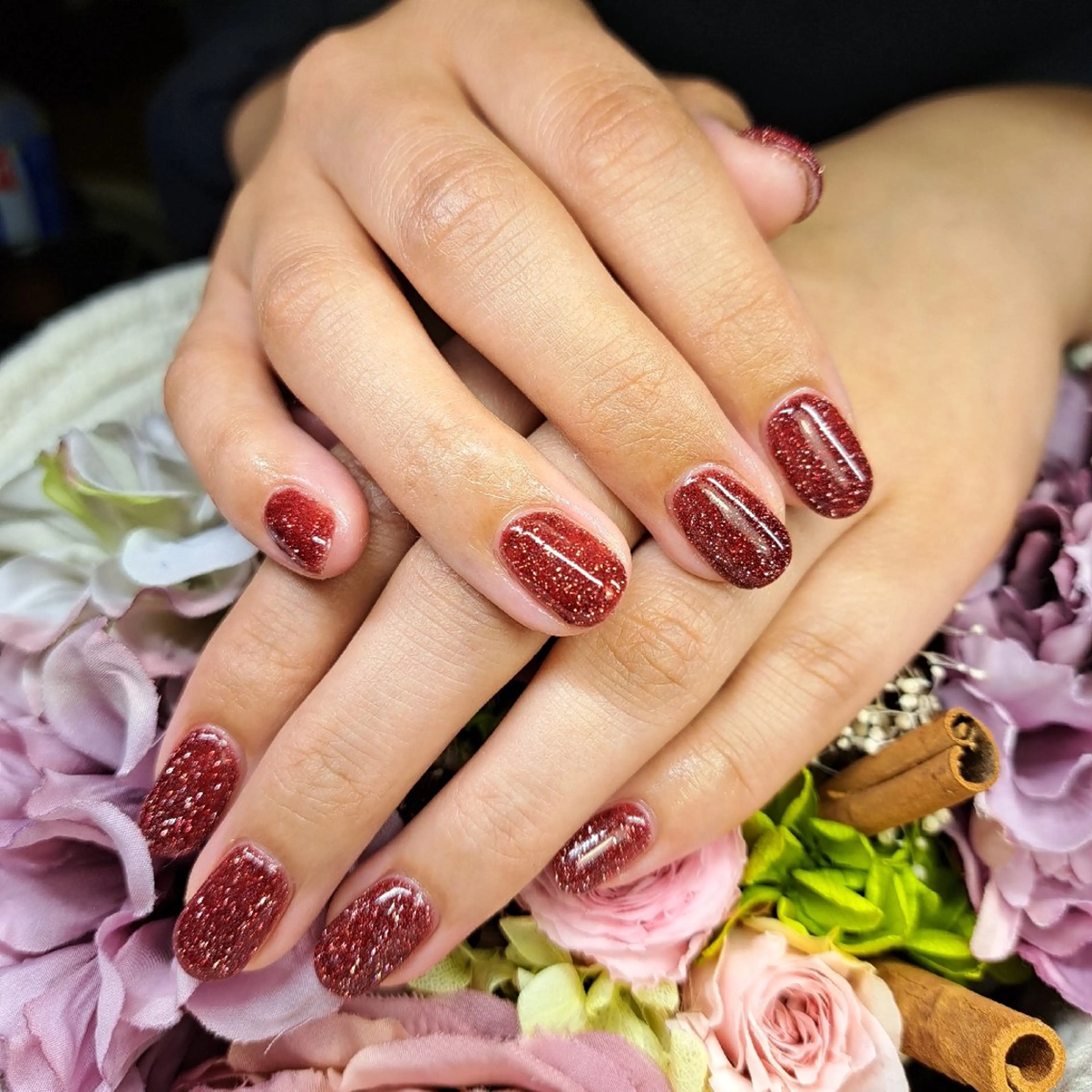 ネイル フラッシュネイル 赤色 ショートネイル HAYASHI  Nのネイルデザイン