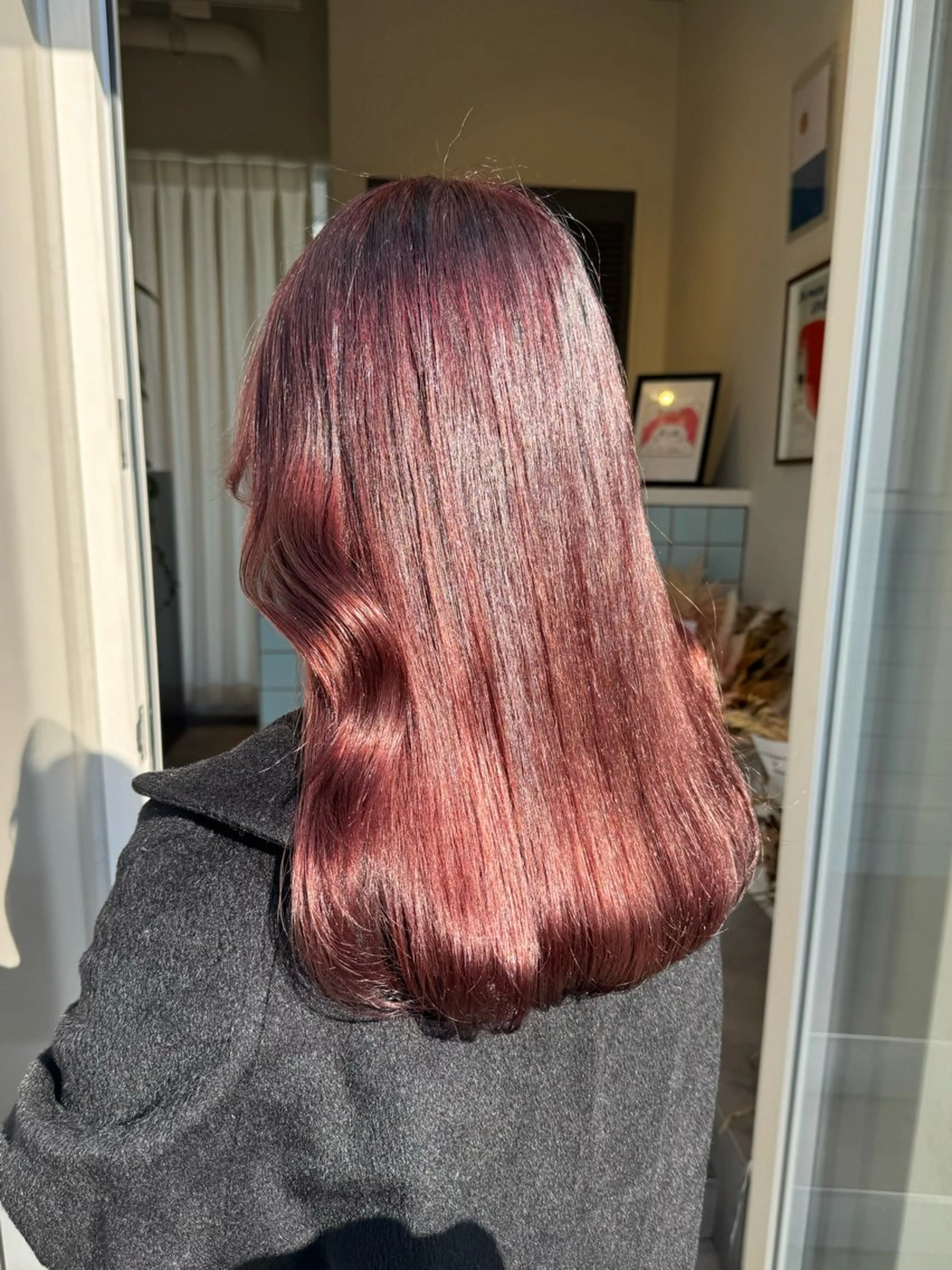 ロング カラー ブリーチ ブラウンカラー カシス ブリーチなしカラー ピンクカラー ayaka♡ 柔らかカラーのヘアスタイル