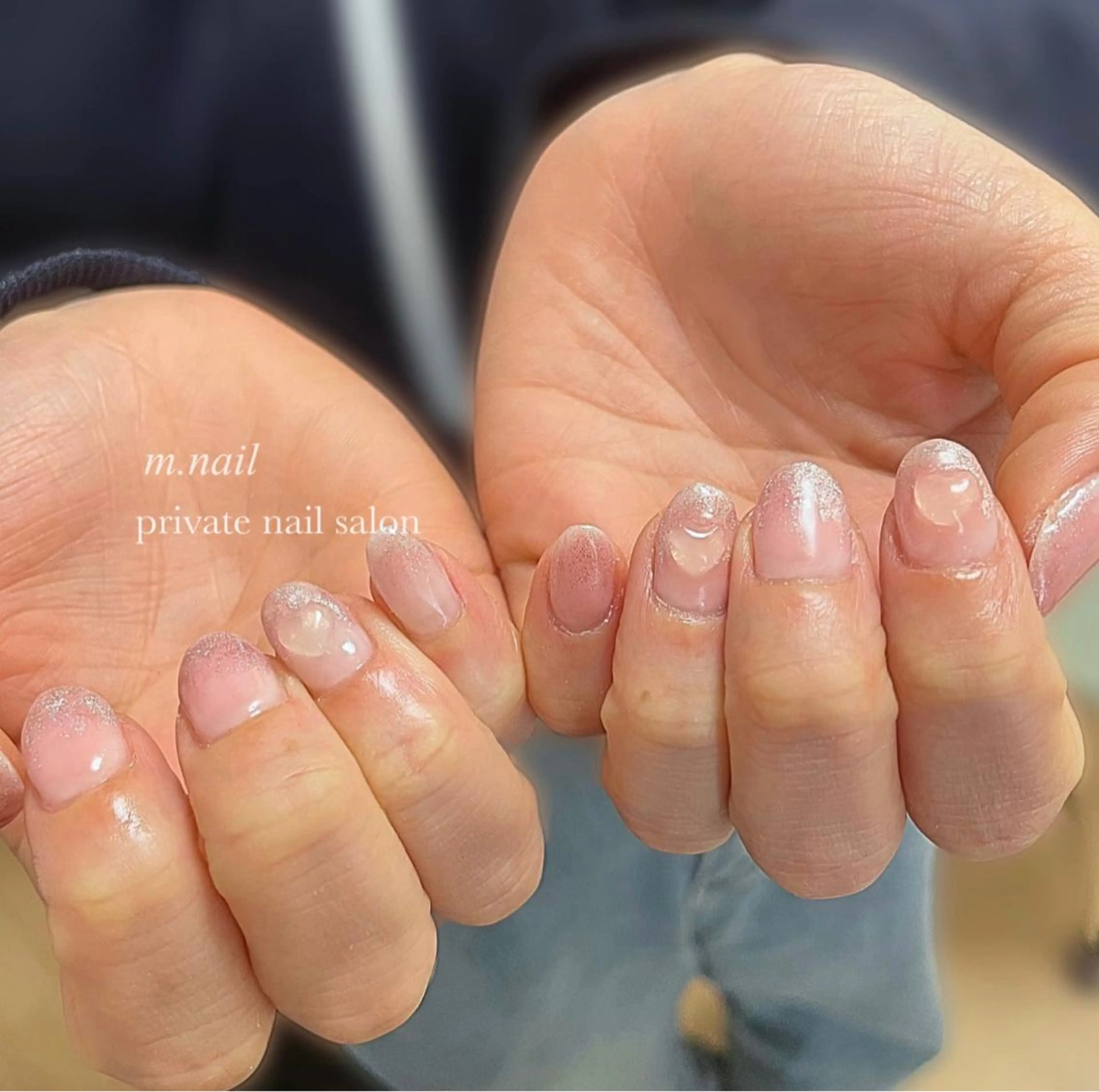 ネイル アートネイル チークネイル ハート マグネットネイル ピンク ハンドネイル m.nail salonのネイルデザイン