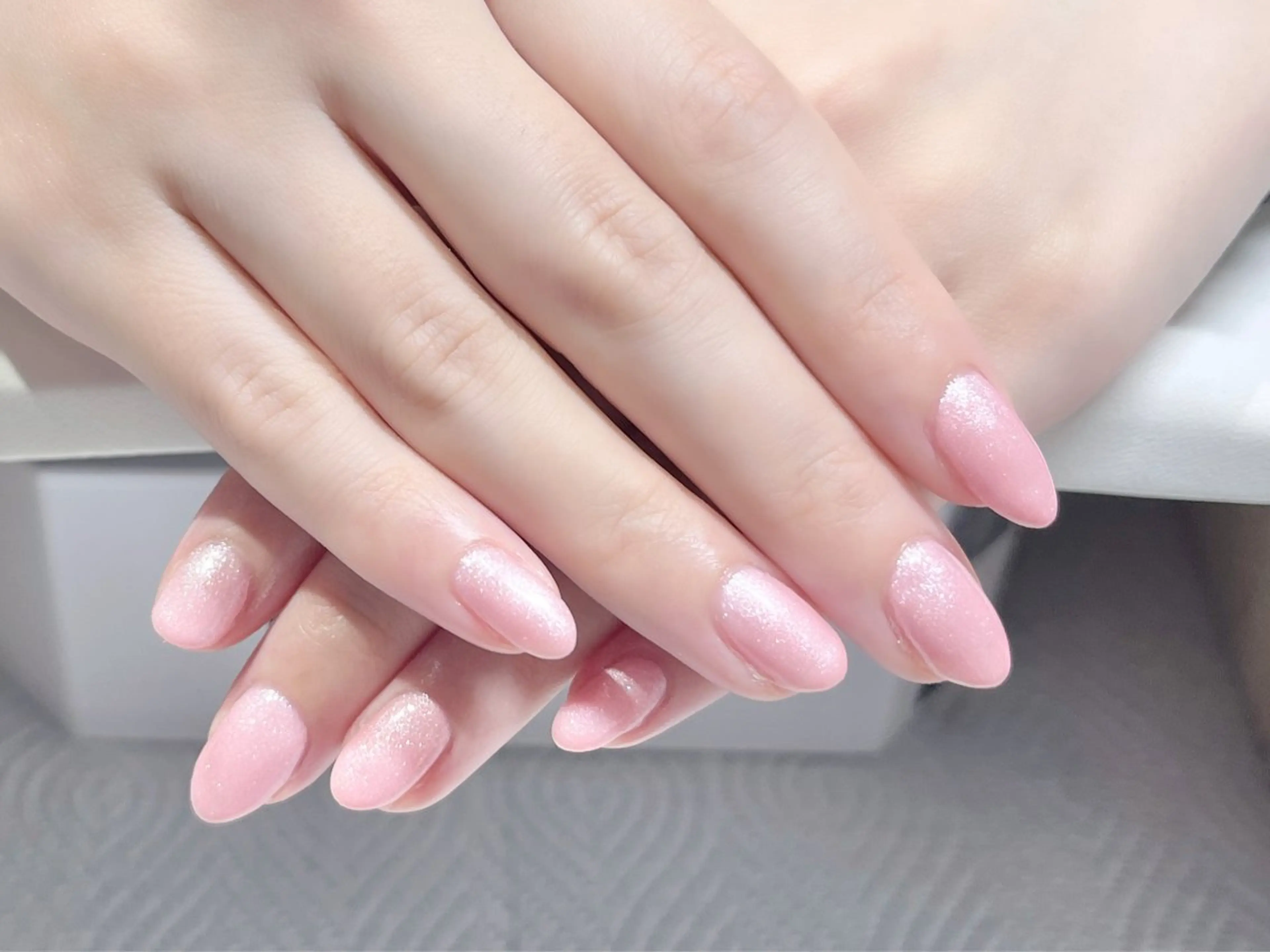 ネイル ラメ(グリッター) ワンカラーネイル ピンク ハンドネイル Belle Fleuve ASUのネイルデザイン