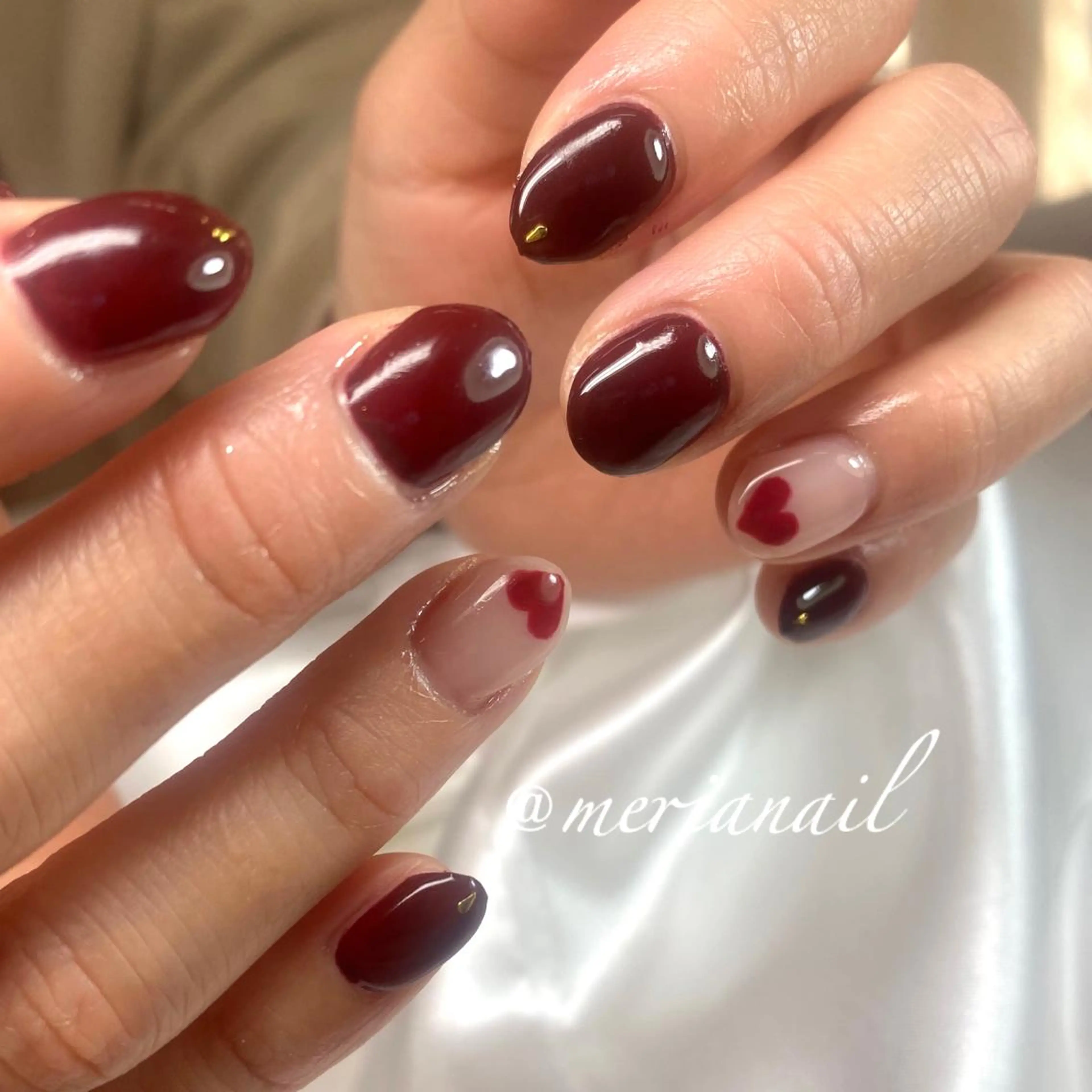 ショート カラー メンズ ネイル ハート メンズネイル ワンカラーネイル バレンタイン ハンドネイル INFINITY所属・INFINITY nailのネイルデザイン