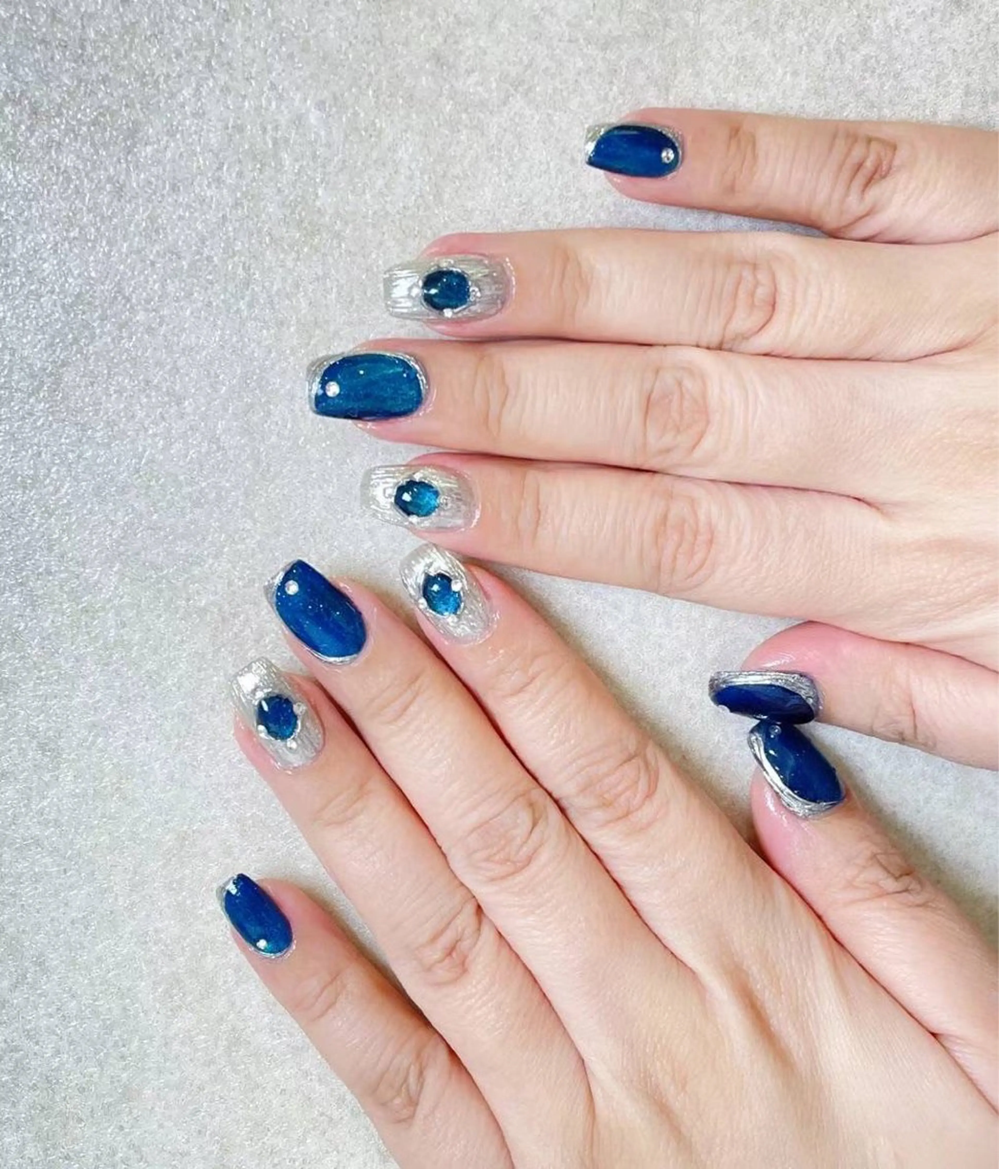 ネイル アートネイル ブルー フラワーネイル フットネイル ジェルネイル Babarla Nailのネイルデザイン