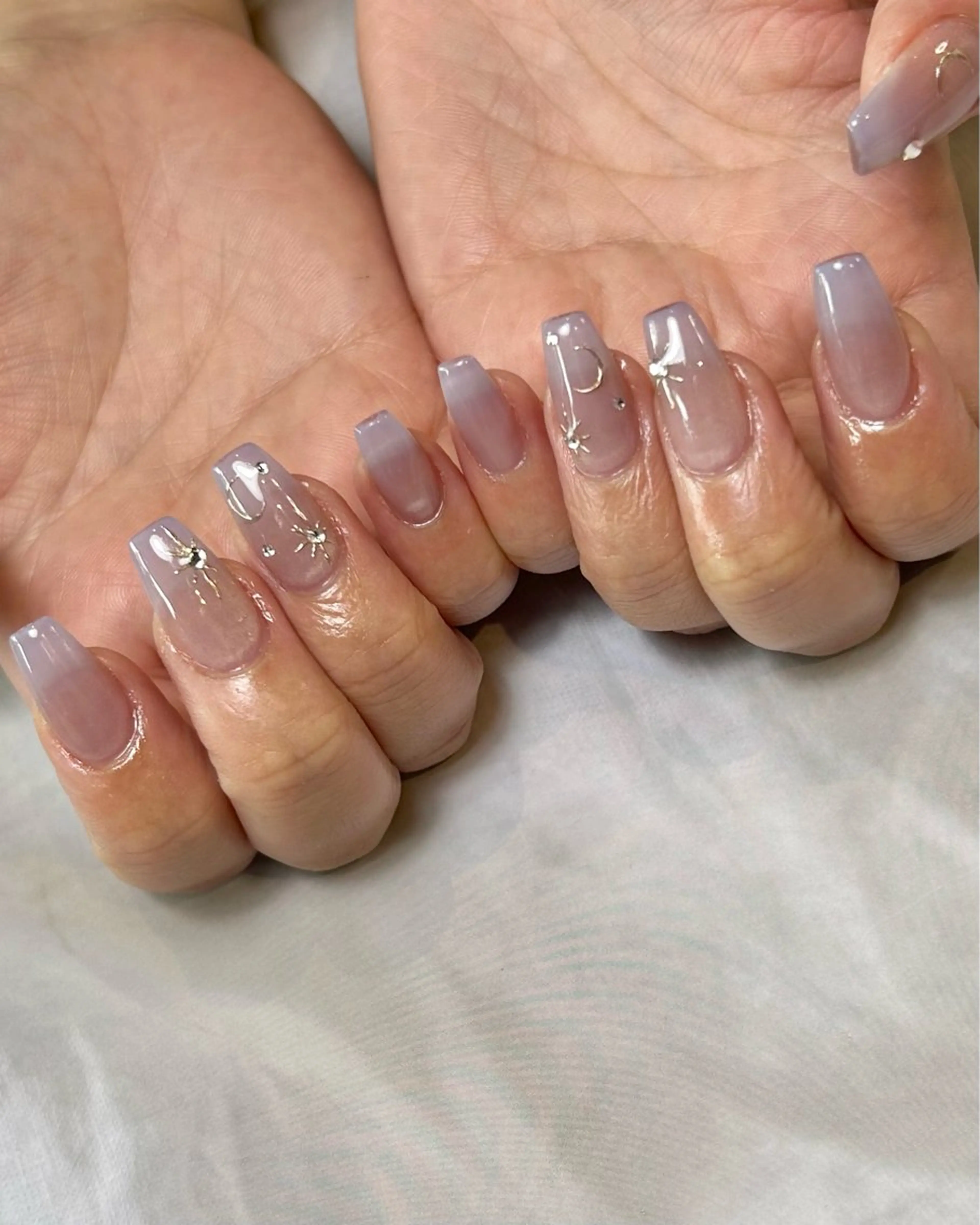 ネイル ブルー グラデーション ピンク スカルプネイル ハンドネイル Reflection marikoのネイルデザイン