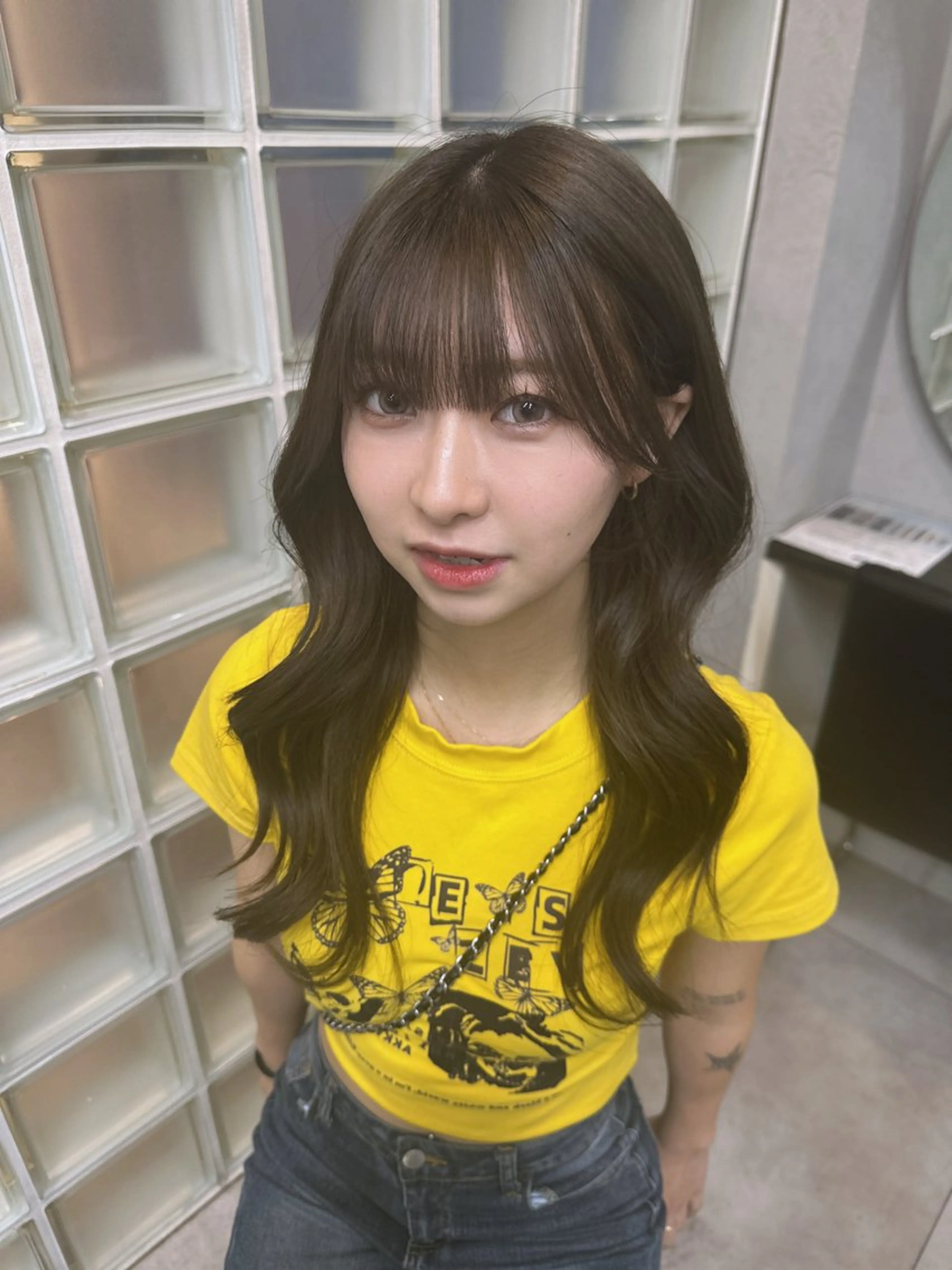 ロング ヘアカラー トリートメント りおん レイヤー/ベージュのヘアスタイル