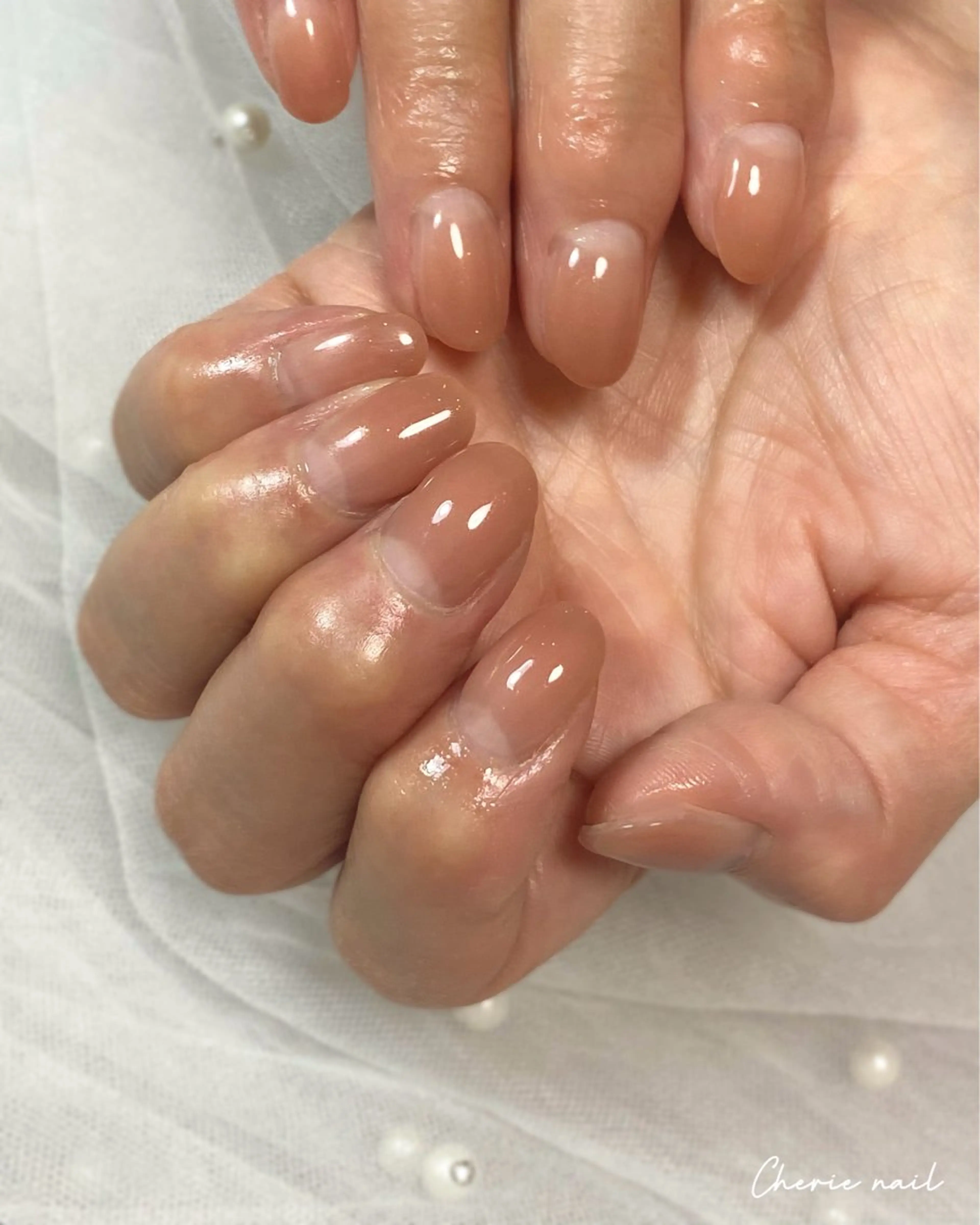 ネイル ジェルネイル グラデーション ラメ(グリッター) オフィスネイル ピンク ハンドネイル Cherienail yunaのネイルデザイン