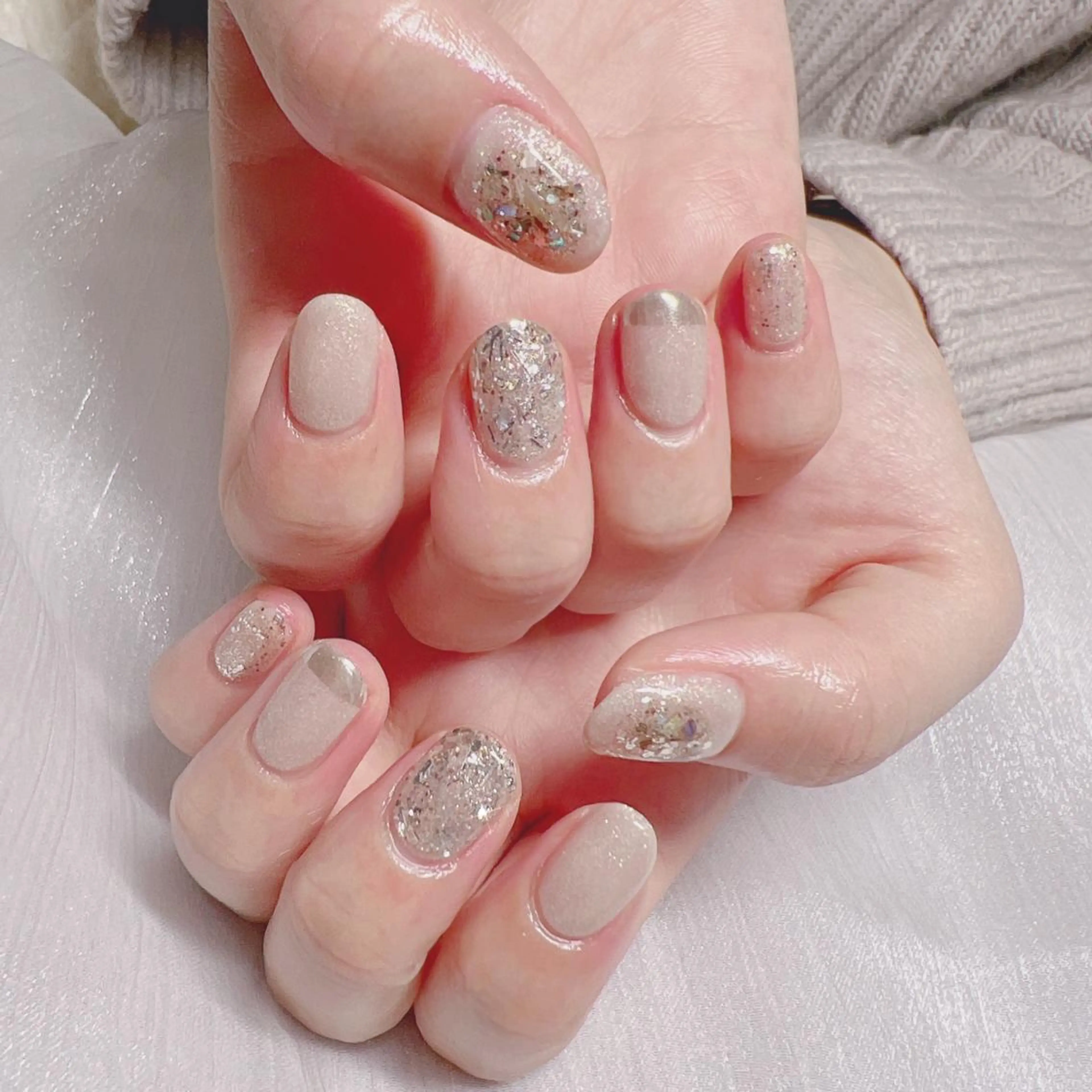 ネイル オーロラネイル フットネイル フレンチネイル ジェルネイル 韓国ネイル ハンドネイル フットネイル 【ENサロン】 Rei🎀Nailのネイルデザイン