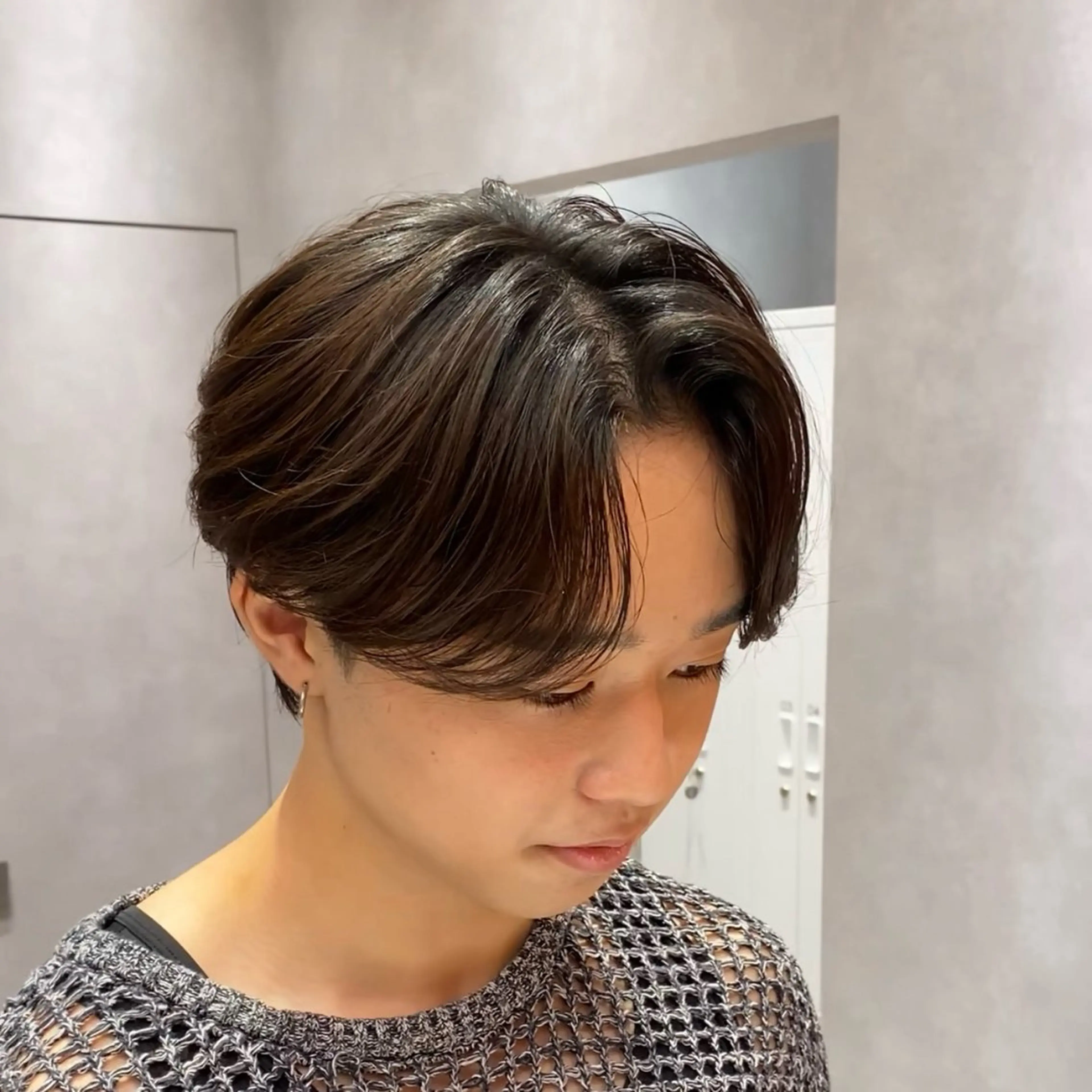 ショート カット パーマ 💎センターパート /新宿/モリオのヘアスタイル