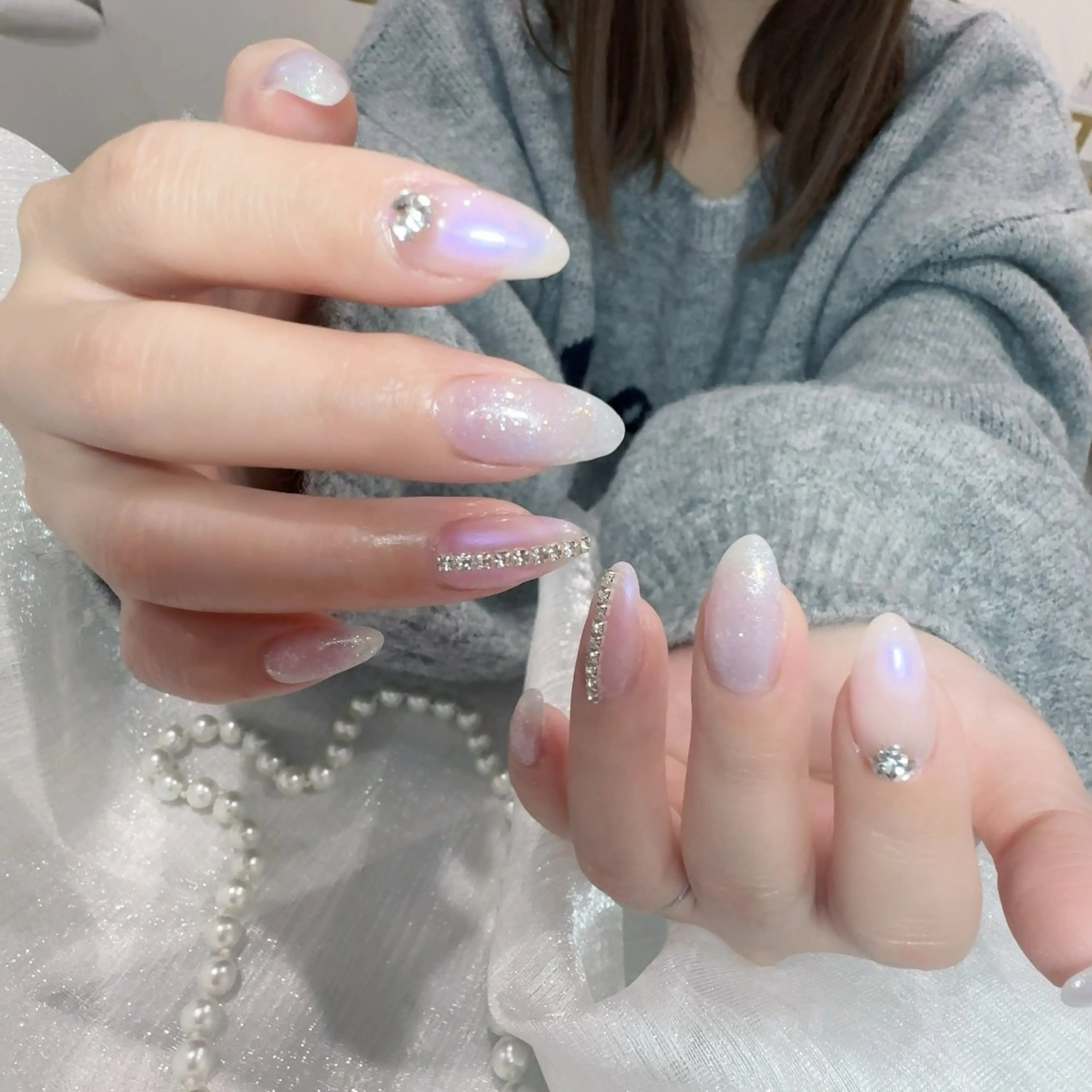 ネイル アートネイル フラッシュネイル フレンチネイル ジェルネイル ガラスフレンチ ハンドネイル You&Me Yukiのネイルデザイン