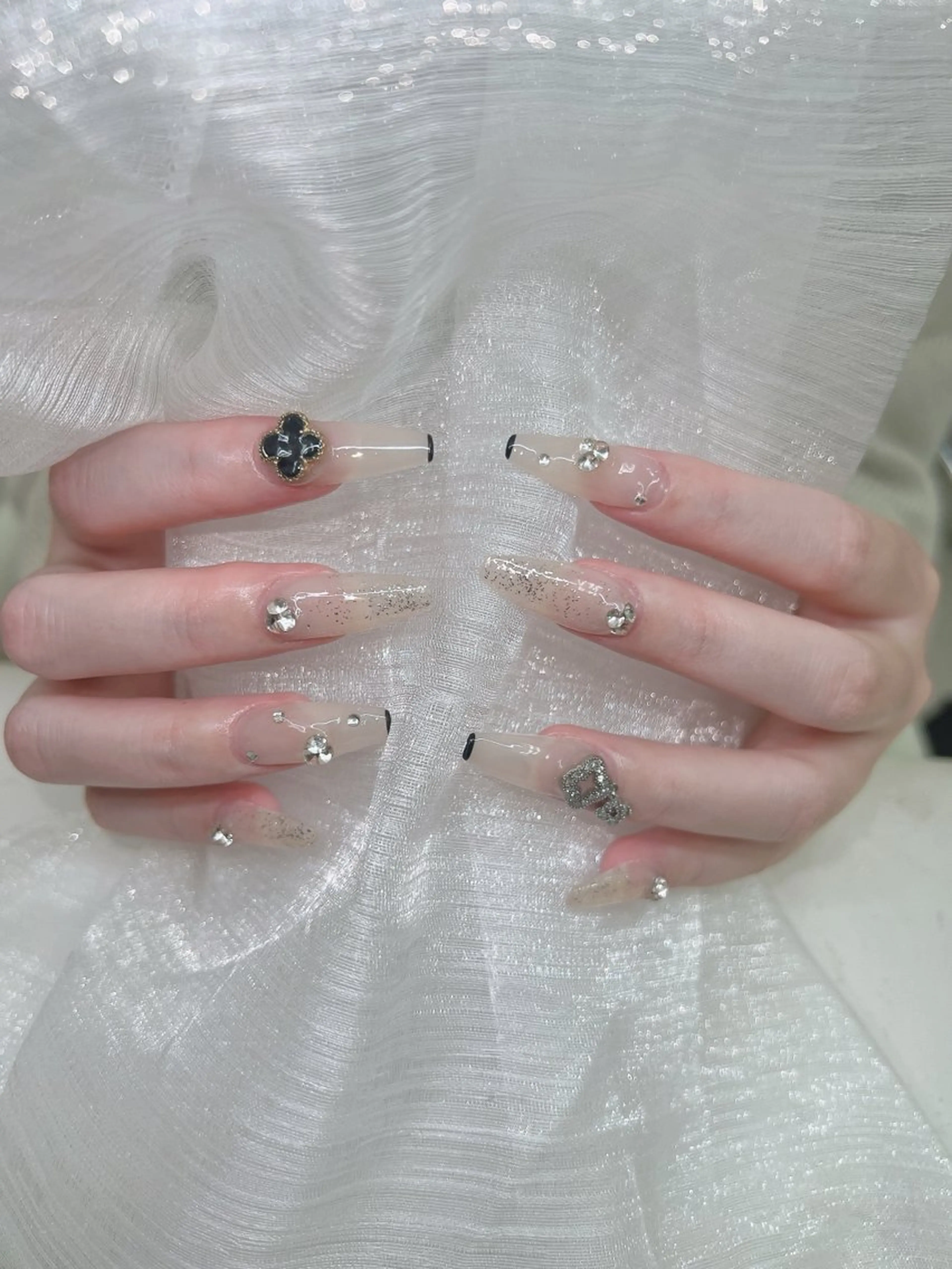 ネイル 長さ出し マグネットネイル ミラーネイル ネイルチップ 冬ネイル Lee Nails チップ長さだし専門店のネイルデザイン