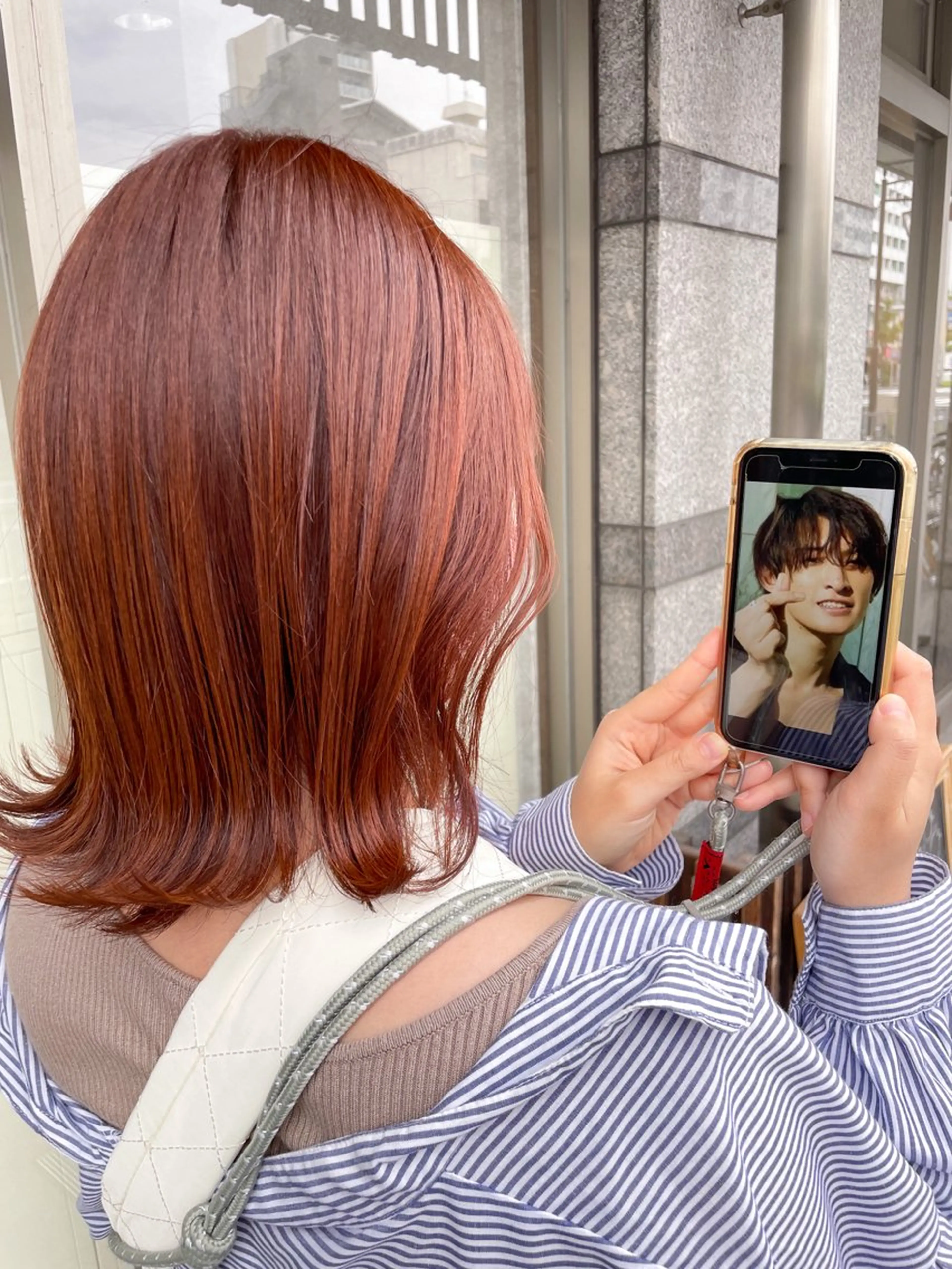 ミディアム カラー ブラウンカラー オレンジ オレンジブラウン イワタ マハ/ minim hairのヘアスタイル