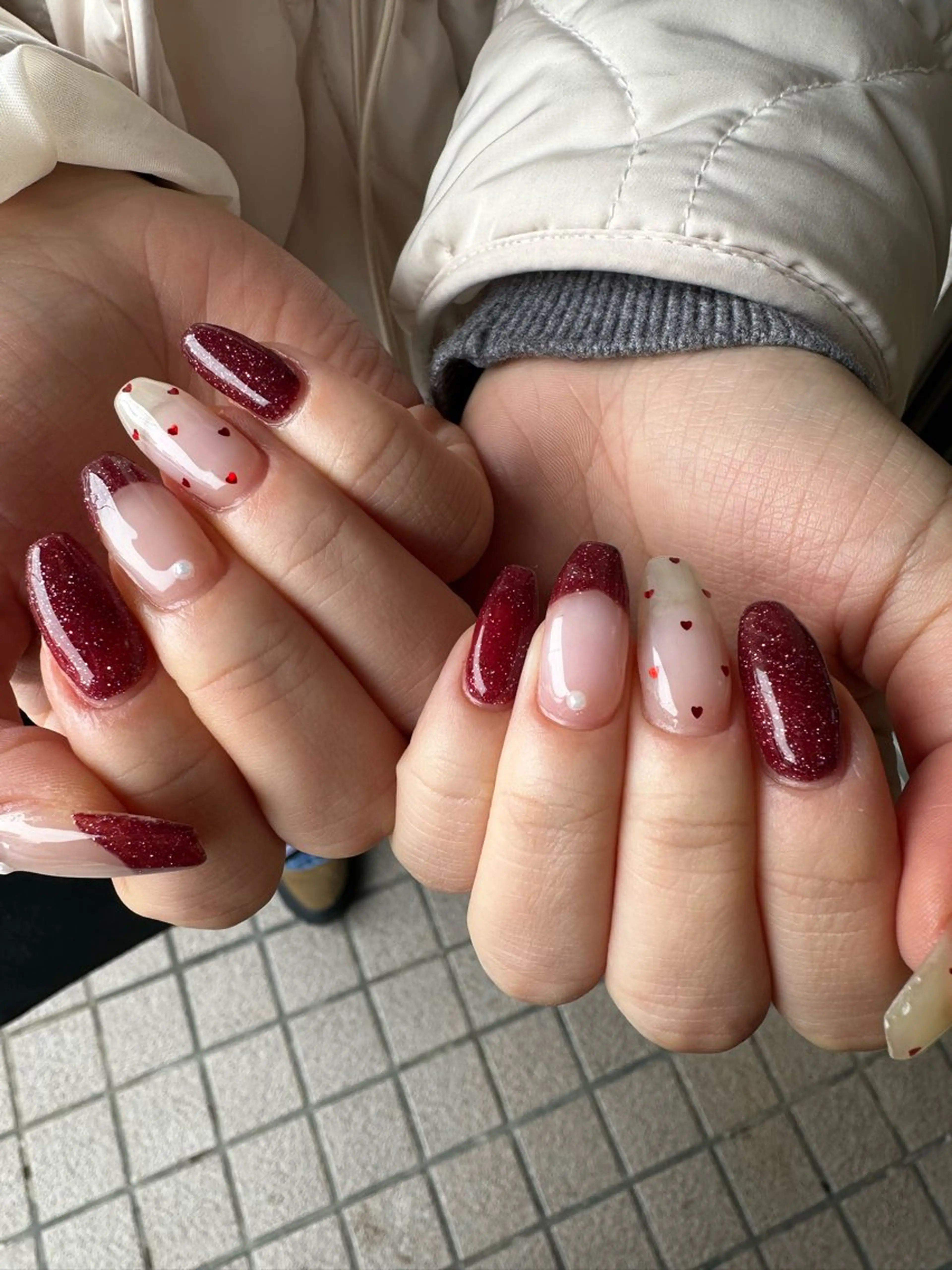 ネイル バレンタイン ハンドネイル Sawa ︎︎𓂃⟡.·のネイルデザイン