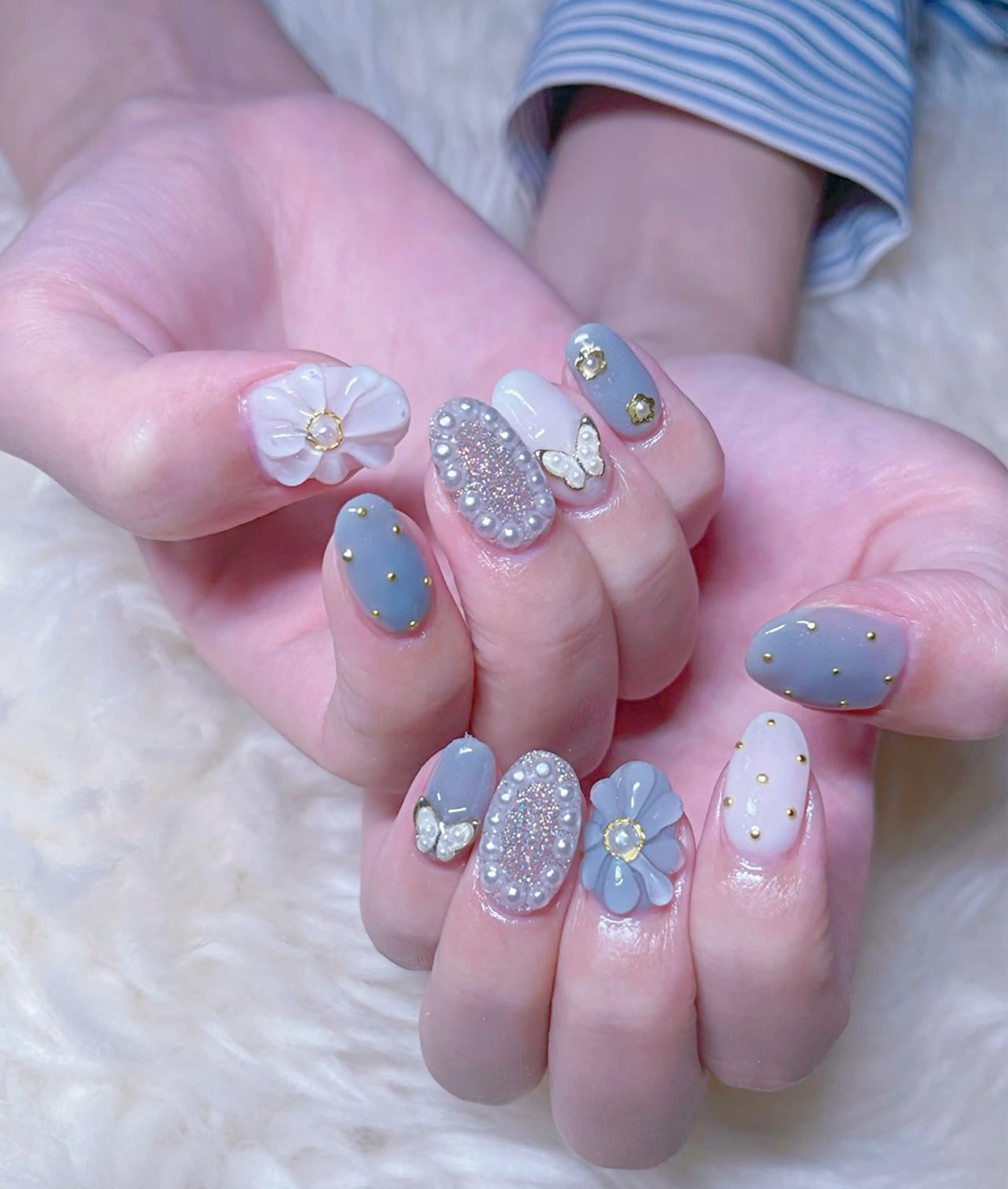 ミディアム ハンドネイル ハンドケア 💜MIYA nail川崎店のネイルデザイン