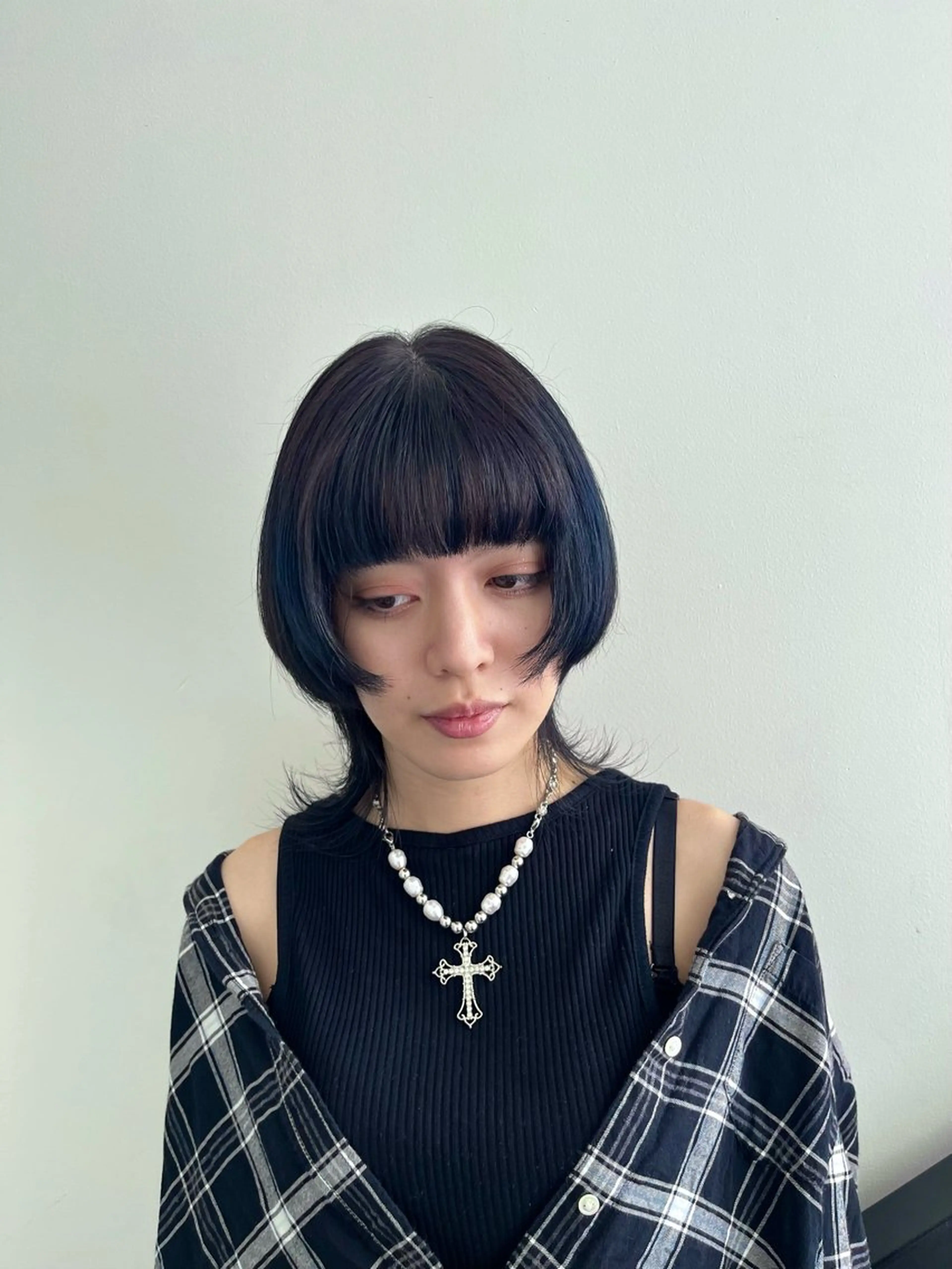 カラー 黒髪 ブルーカラー ブルーブラック 就活ヘア ヘアカラー 吉祥寺/個性派/ kazuha🩰のヘアスタイル