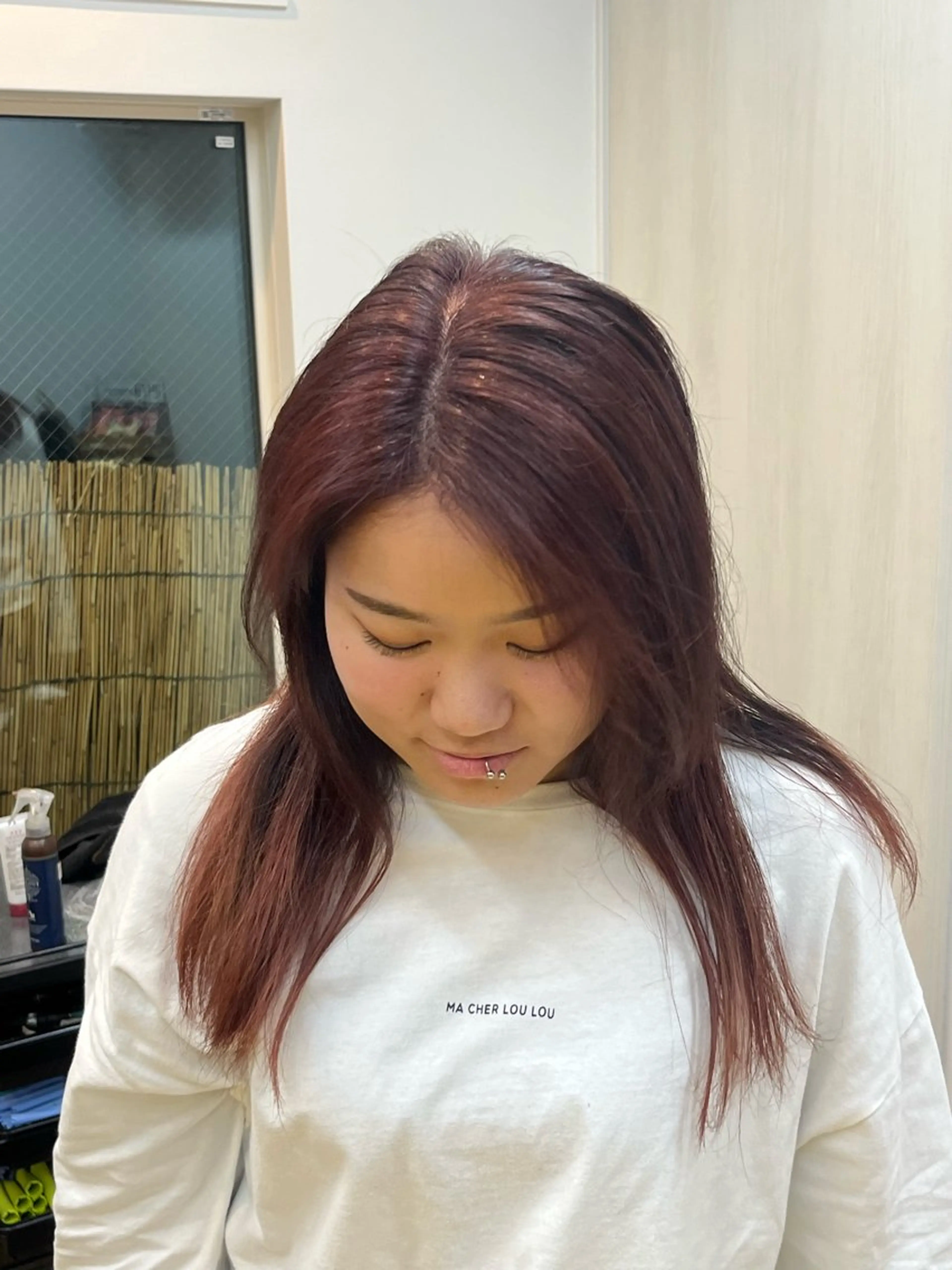 セミロング カラー ピンクカラー レッドカラー MOJYA所属・平野区カット募集中 北羅　千笑実🫧🌿のヘアスタイル