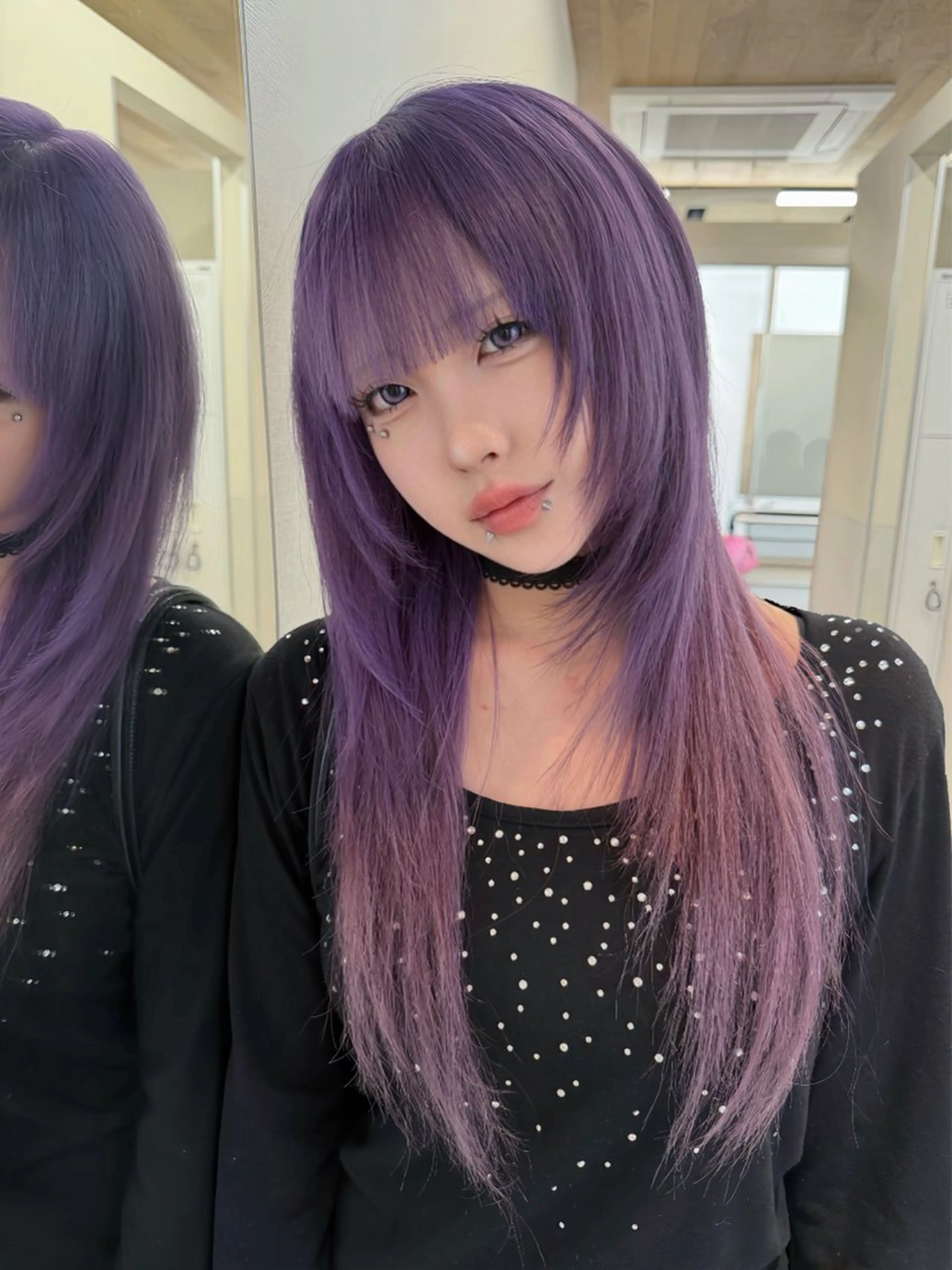 ロング カット ヘアカラー トリートメント RiA/レイヤーカッ ト/ハッシュカットのヘアスタイル