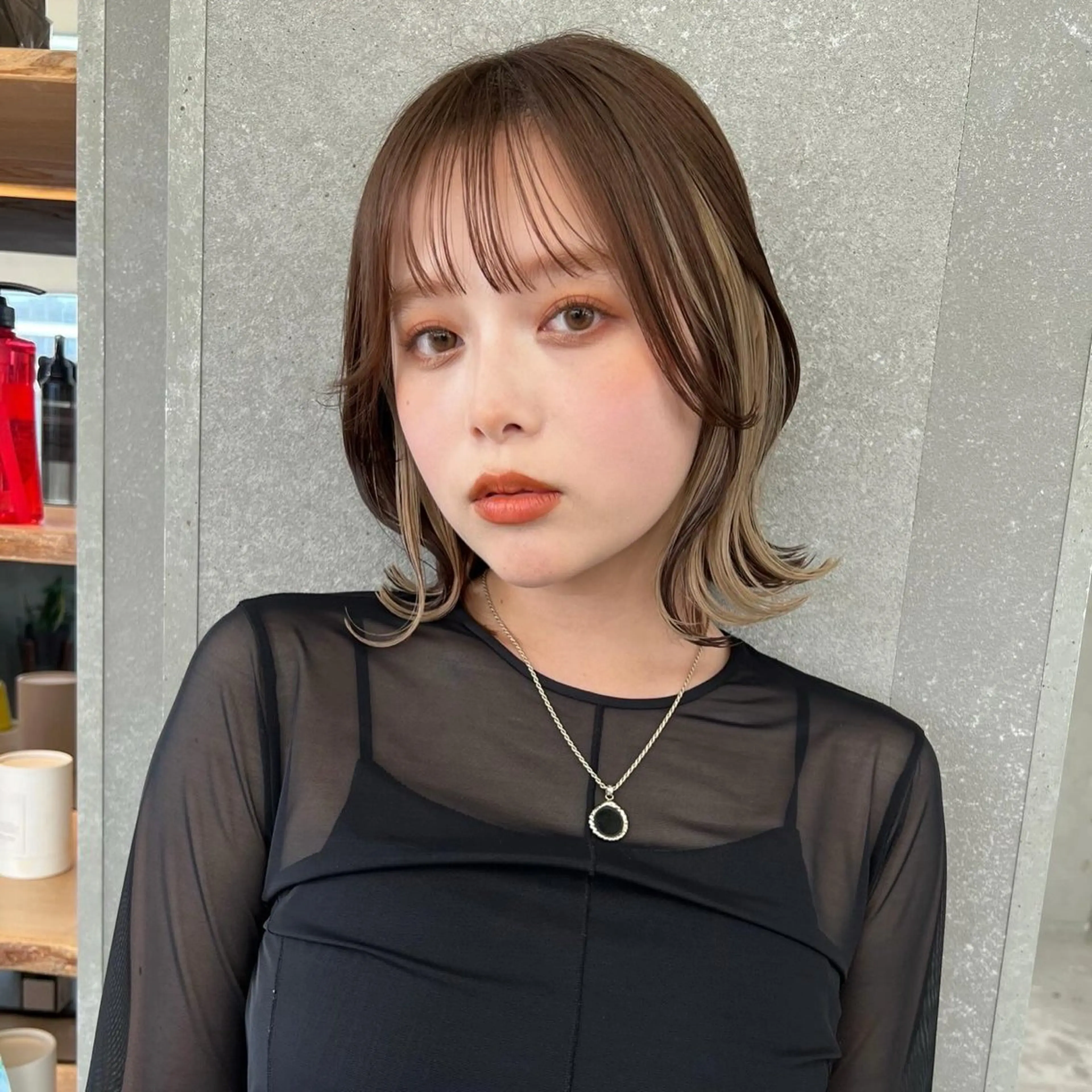 ミディアム ボブ カット ヘアカラー トリートメント 透明感カラー 中嶋 将城のヘアスタイル