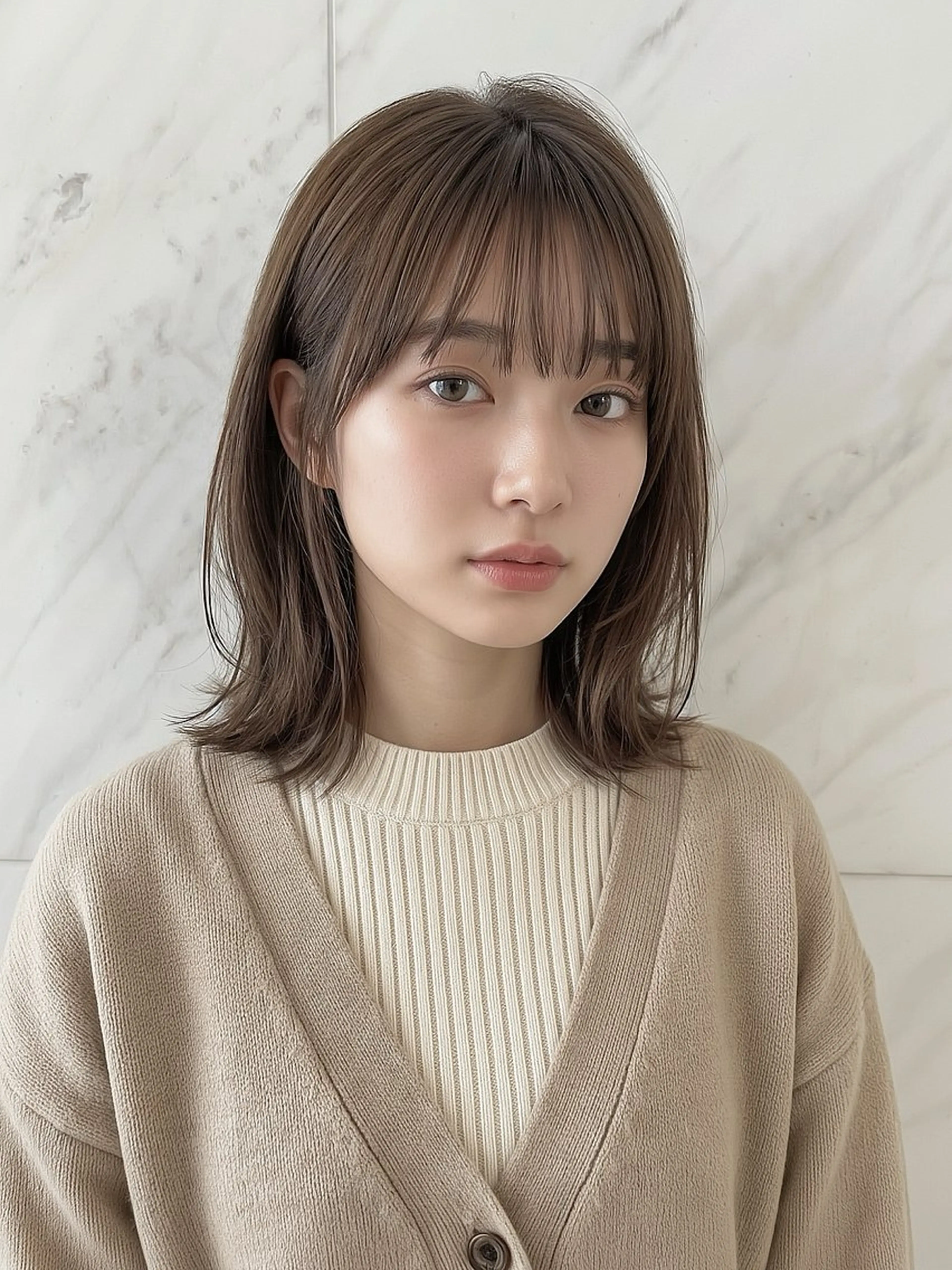 ミディアム カラー カット ヘアカラー トリートメント 小松崎 友宏のヘアスタイル