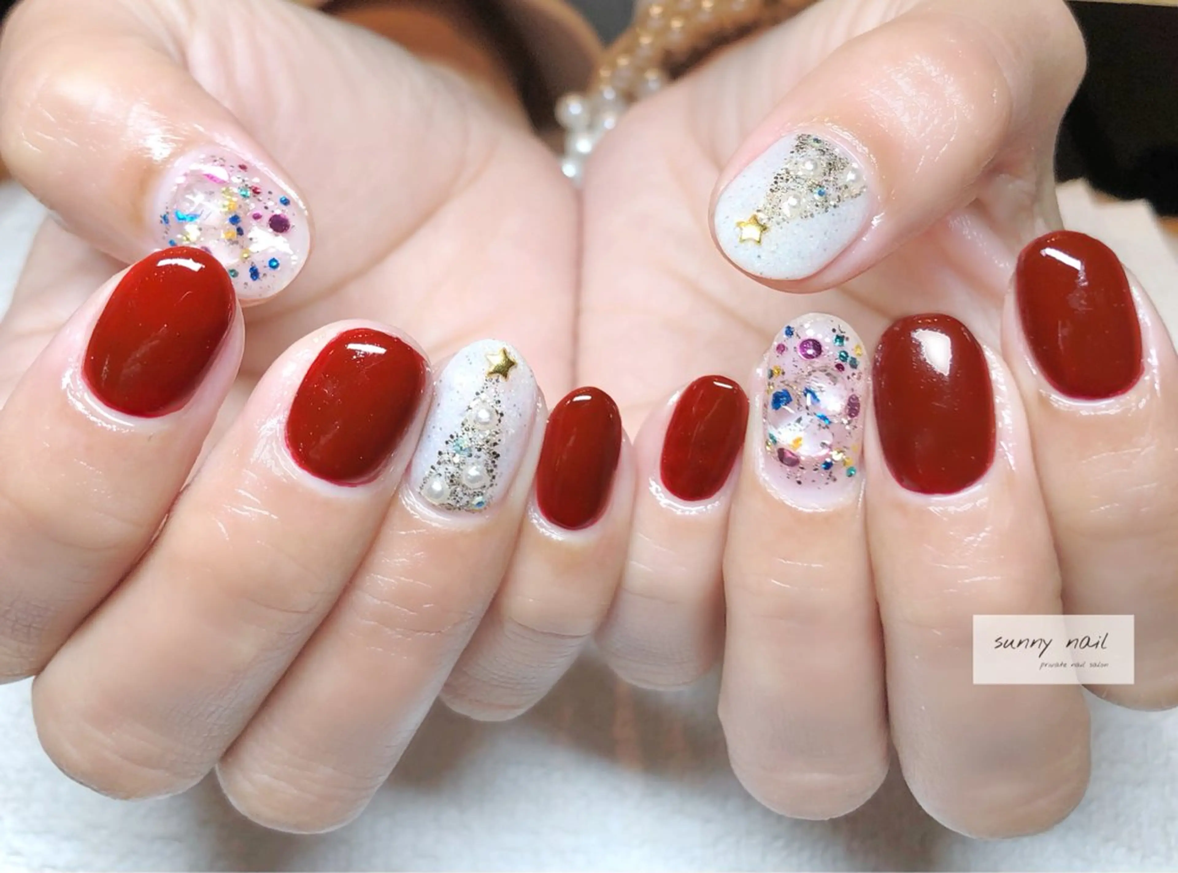 ネイル ボルドー 冬ネイル クリスマス sunny nailのネイルデザイン