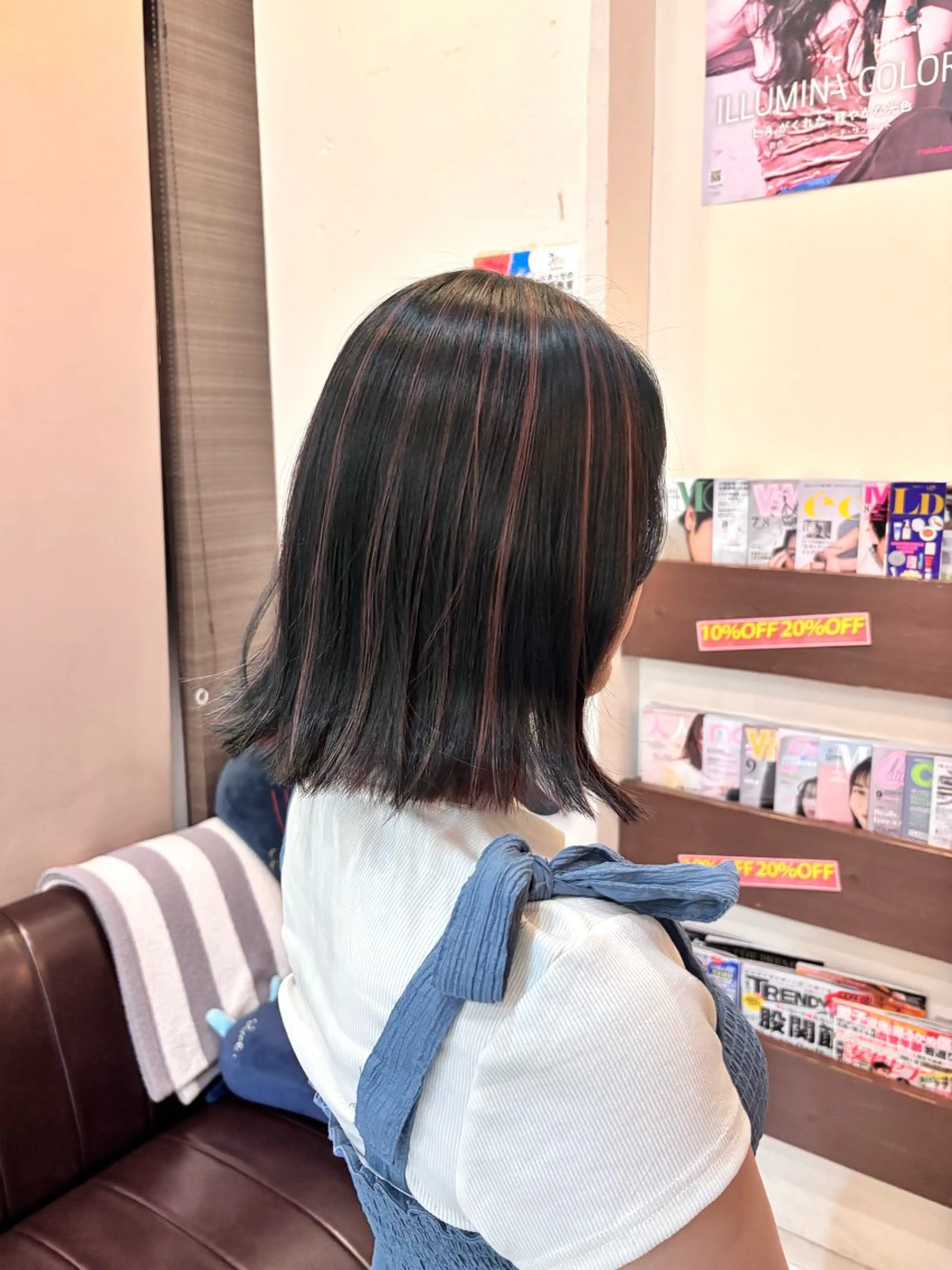 ミディアム カラー ハイライトカラー ピンクカラー ボブ ハイライト ヘアカラー 小野 友暉のヘアスタイル