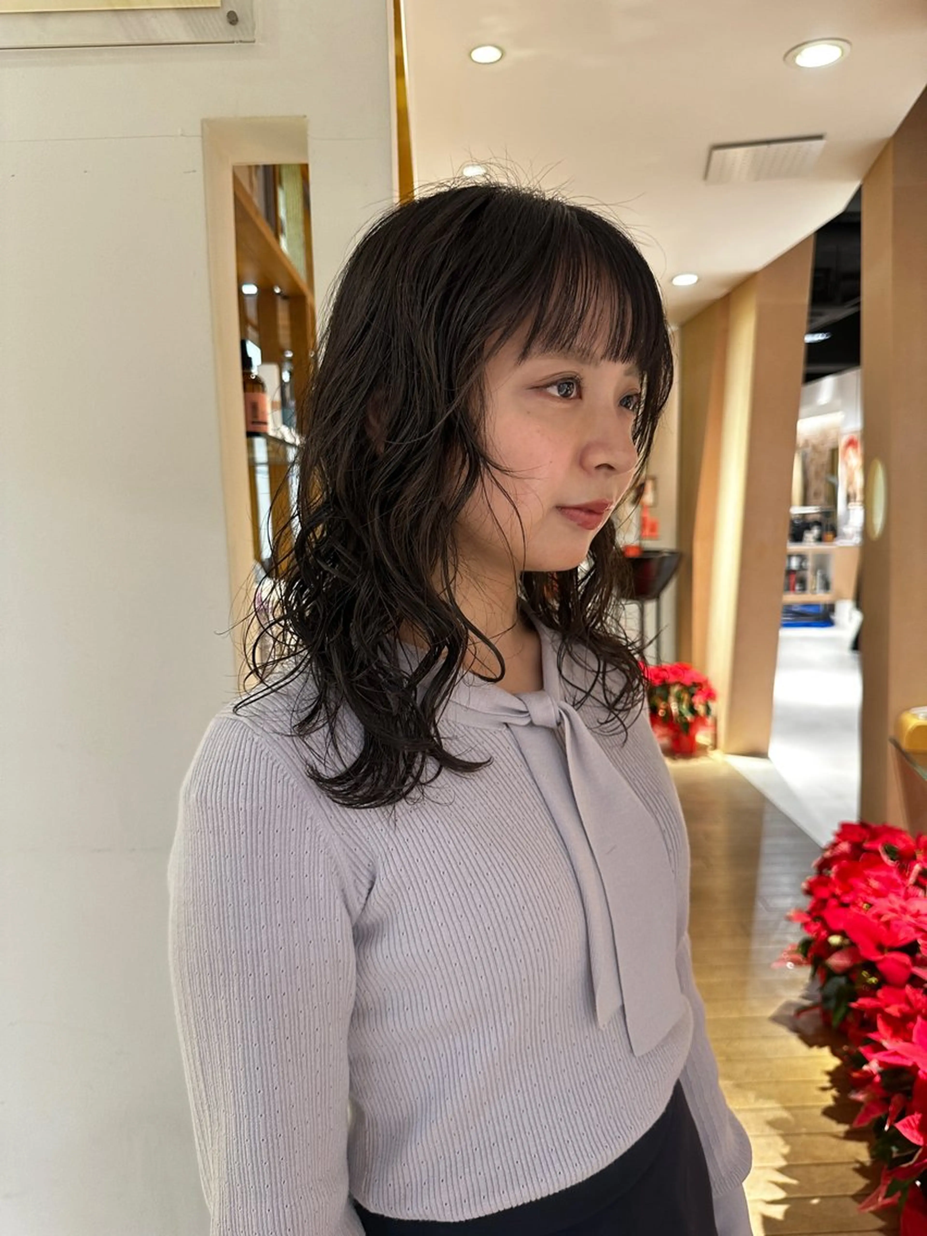 ミディアム 青木龍樹/パーマモデ ル/似合わせパーマのヘアスタイル