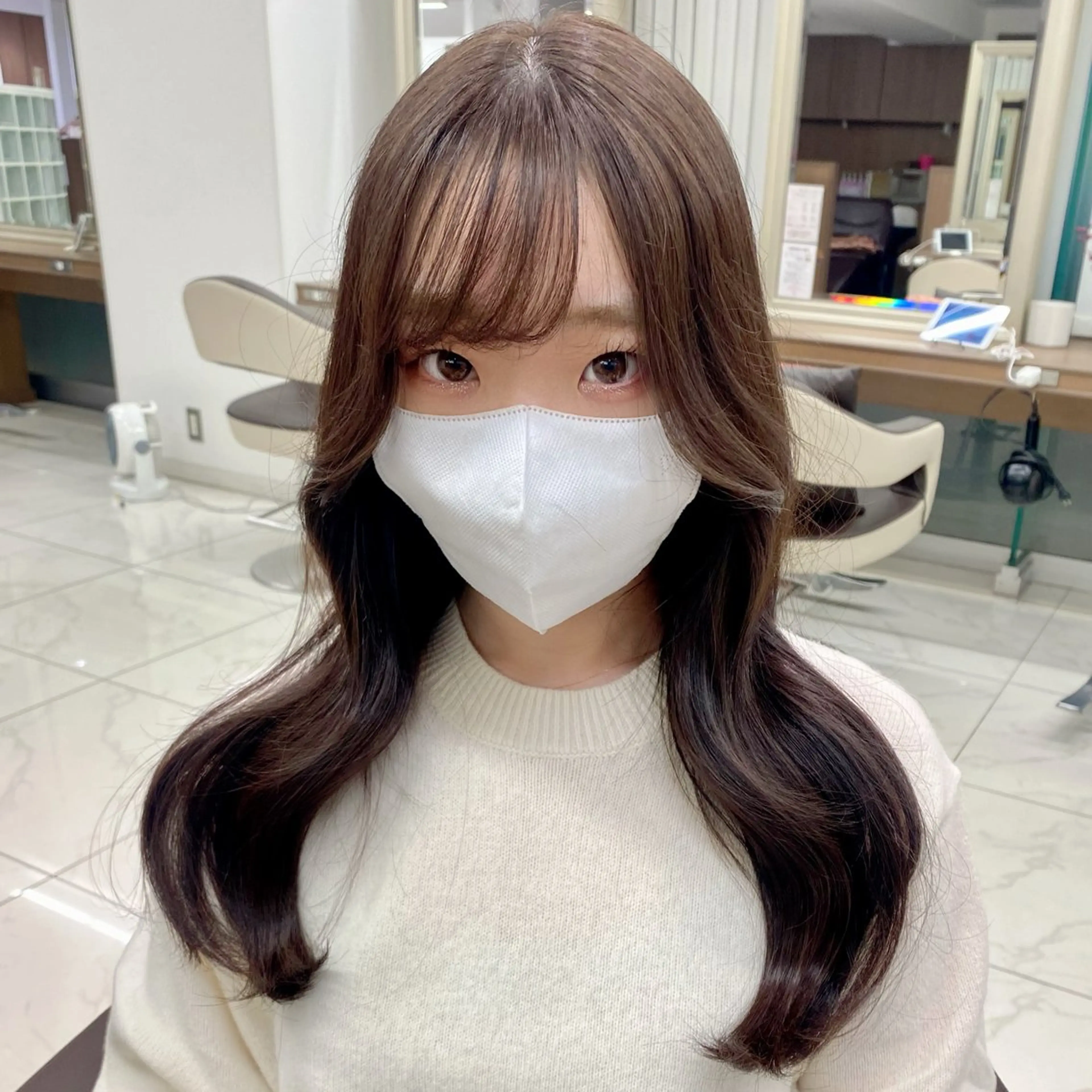 ロング カラー ブラウンカラー 透明感カラー ヘアカラー トリートメント 長妻莉央/縮毛矯正 髪質改善カラーのヘアスタイル