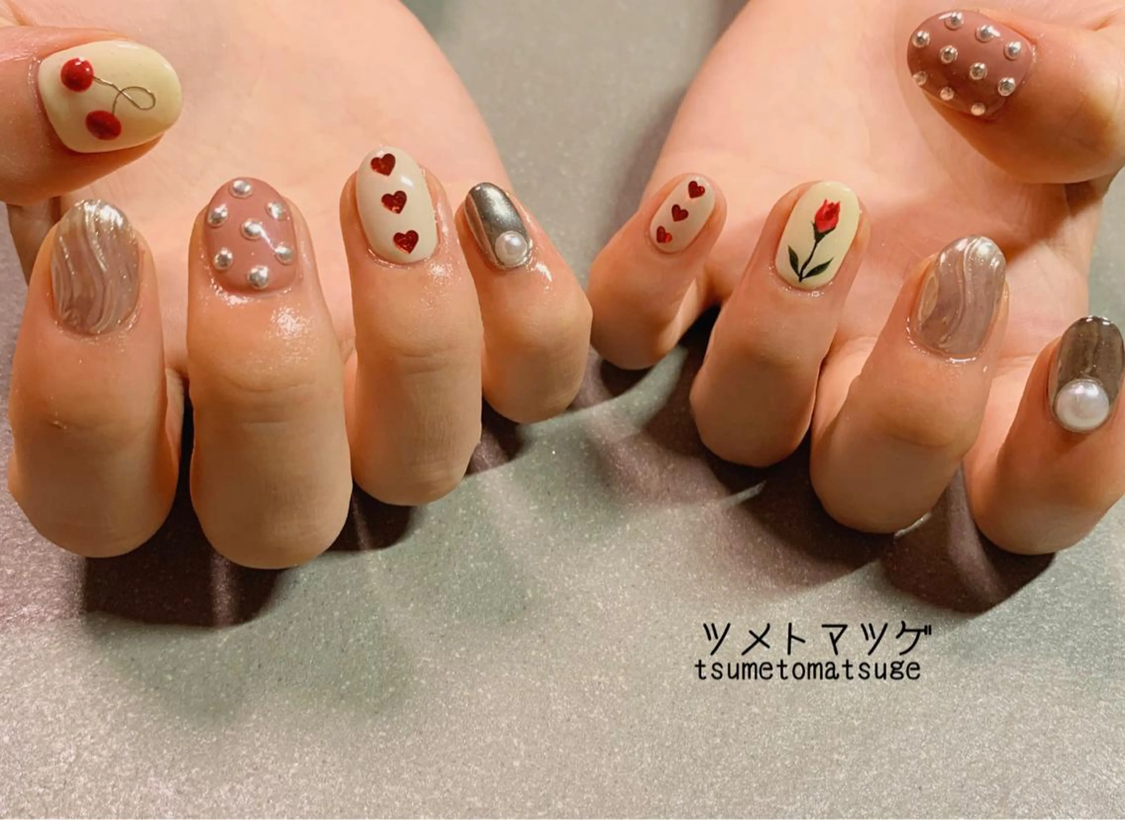 ショート ネイル アートネイル ハンドネイル ツメトマツゲ .のネイルデザイン