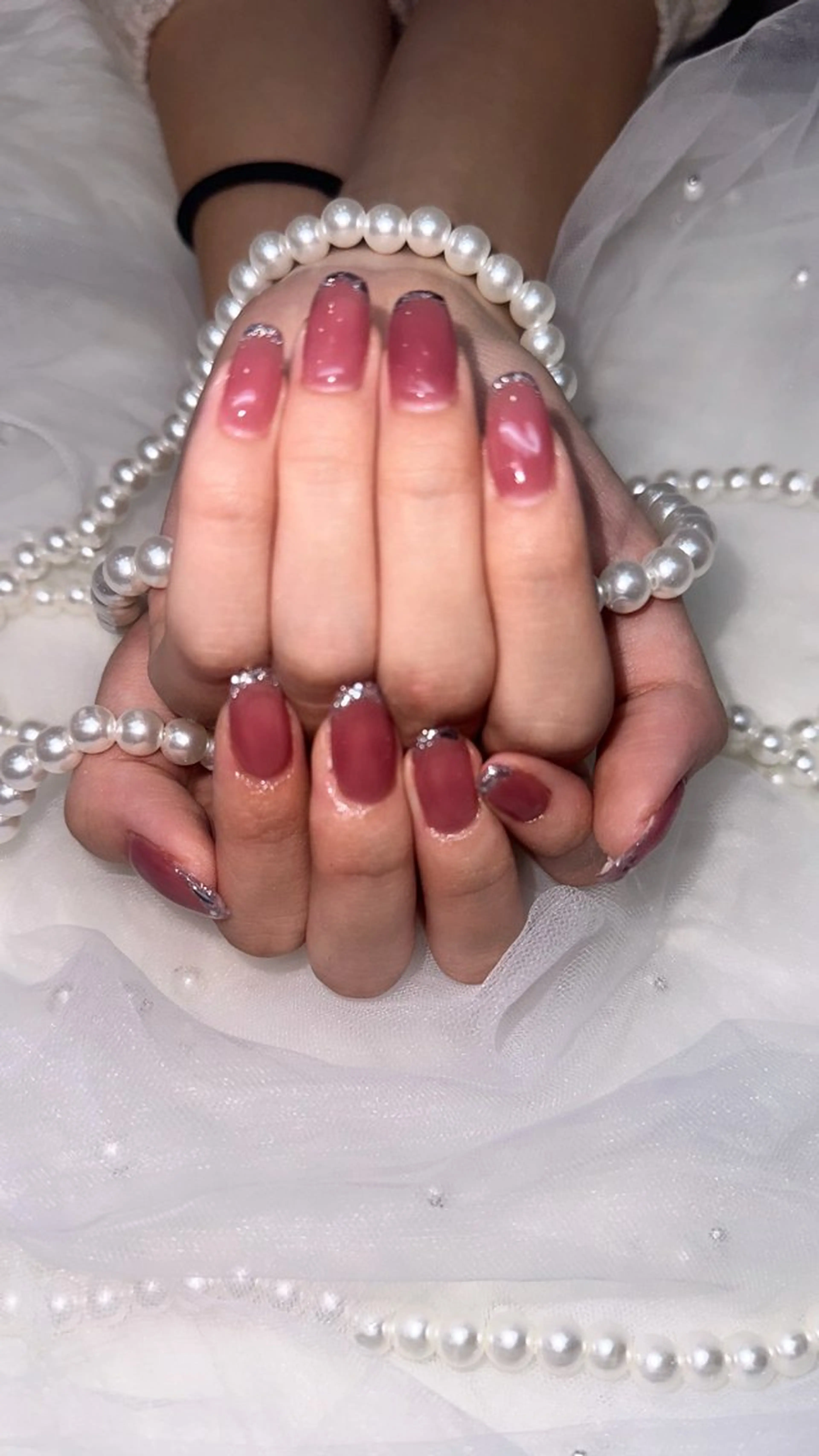 ネイル フレンチネイル ガラスフレンチ スカルプネイル ワンホンネイル icy nail れいあのネイルデザイン