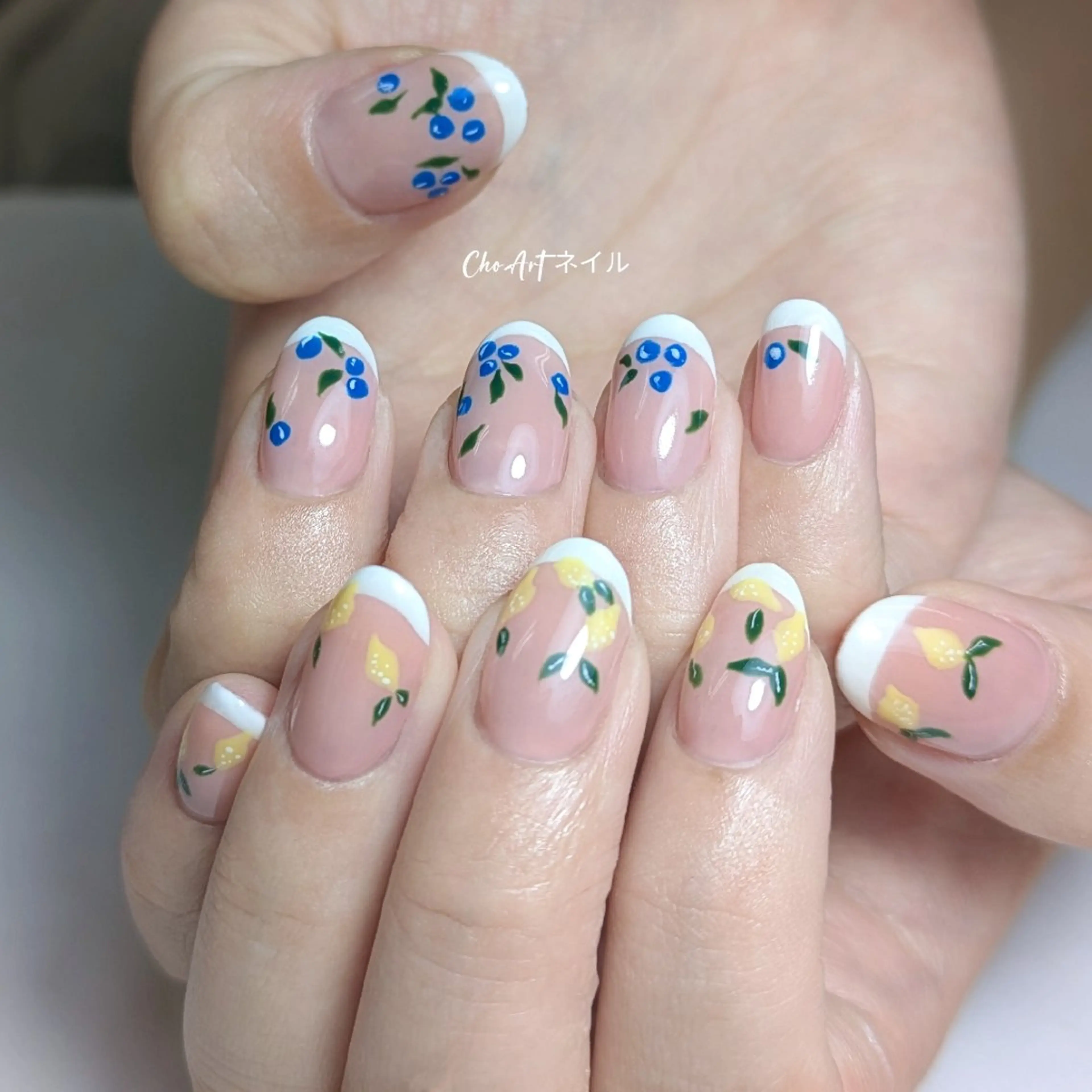 ネイル アートネイル ブルー フレンチネイル キラキラネイル ラメ(グリッター) Cho Artネイル所属・ronronne .のネイルデザイン