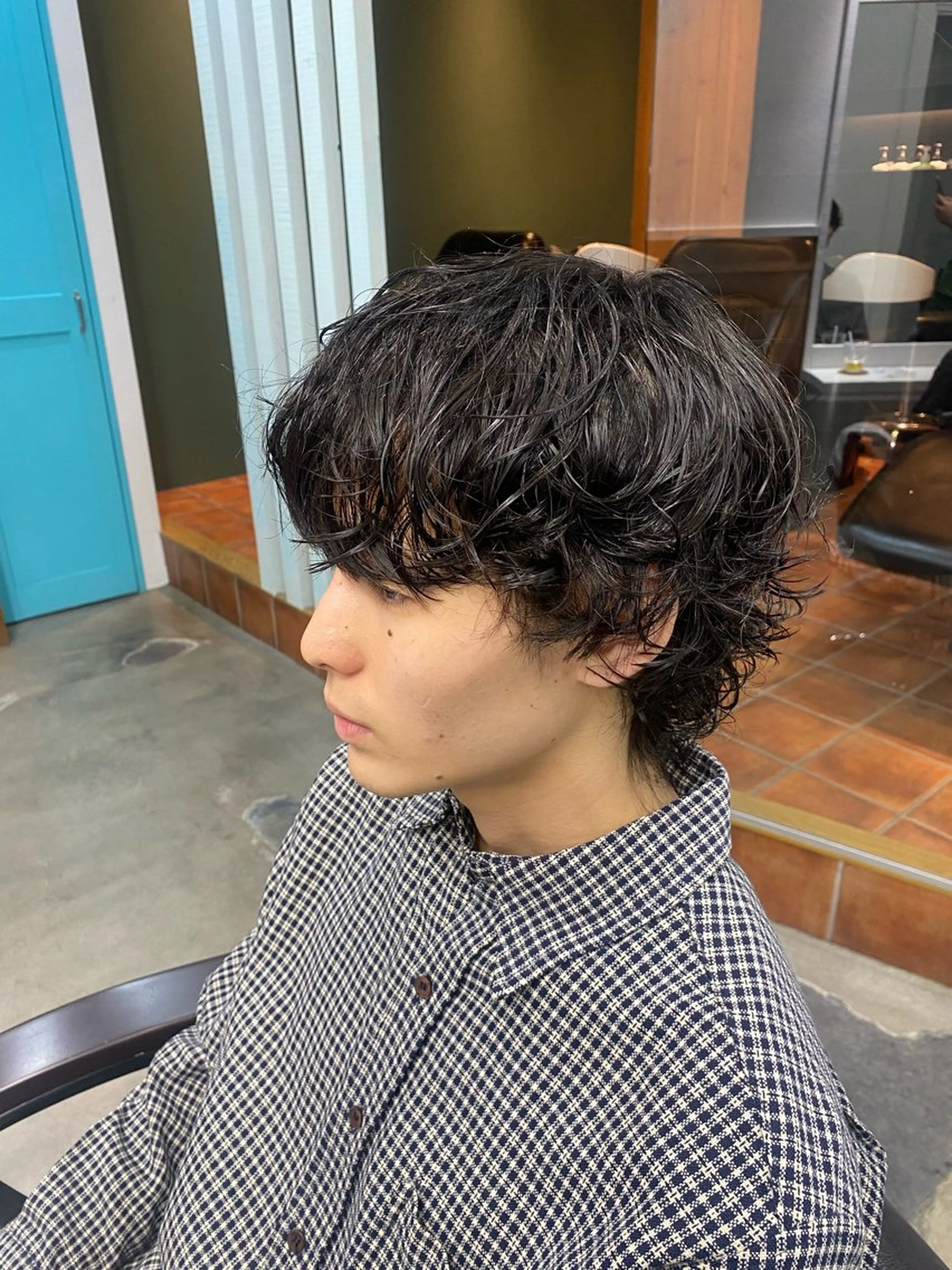 ミディアム パーマ メンズ カット パーマ トリートメント レイヤーボブ/ 艶カラー/サナ🌼のヘアスタイル