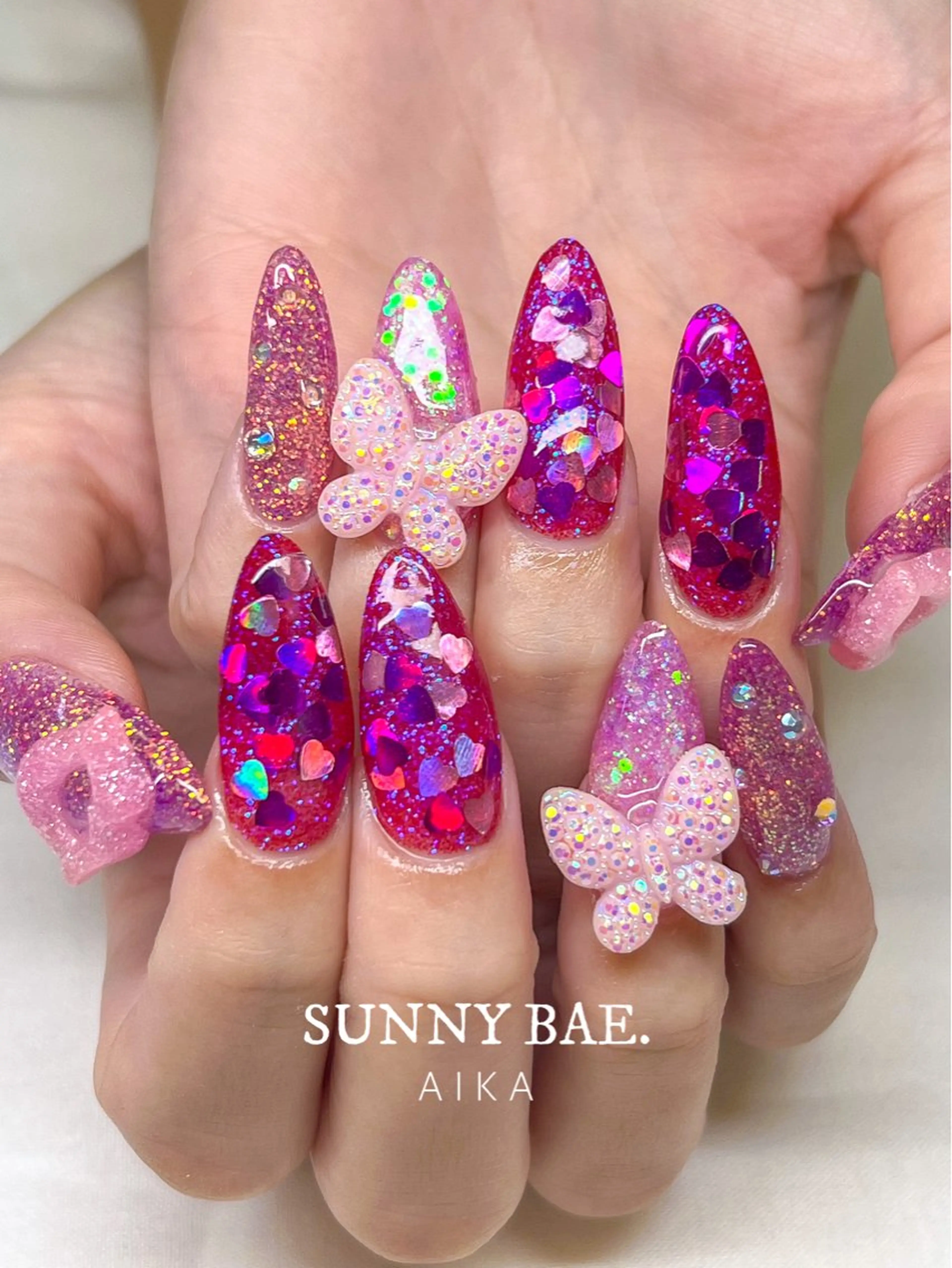 ネイル ジェルネイル キラキラネイル ロングネイル 持ち込み ワンカラーネイル Made By AIKAのネイルデザイン