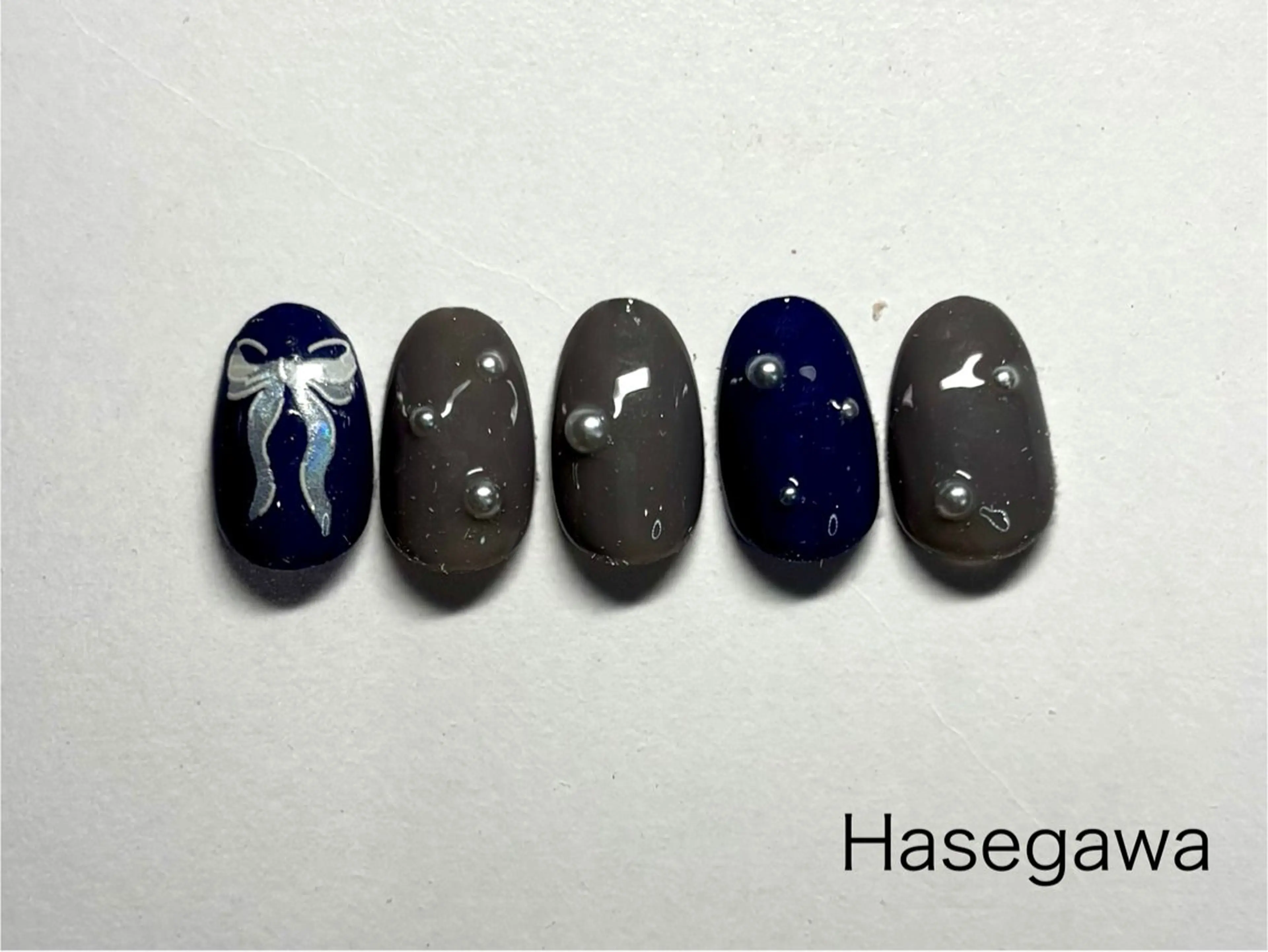 ネイル リボン ハンドネイル DROP所属・DROP 長谷川のネイルデザイン