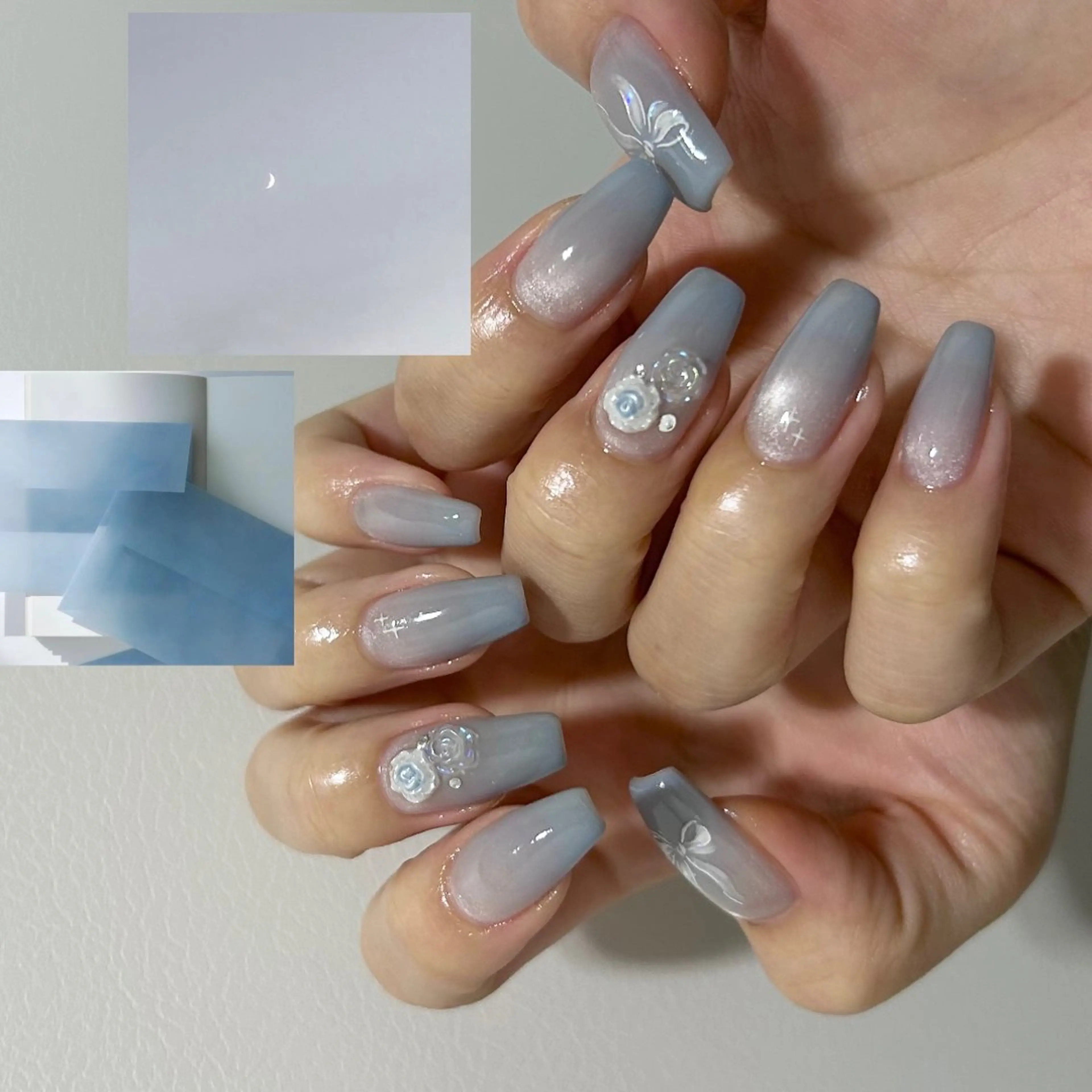 ネイル ブルー グラデーション パラあり！フィルイン 推しネイル大歓迎！のネイルデザイン