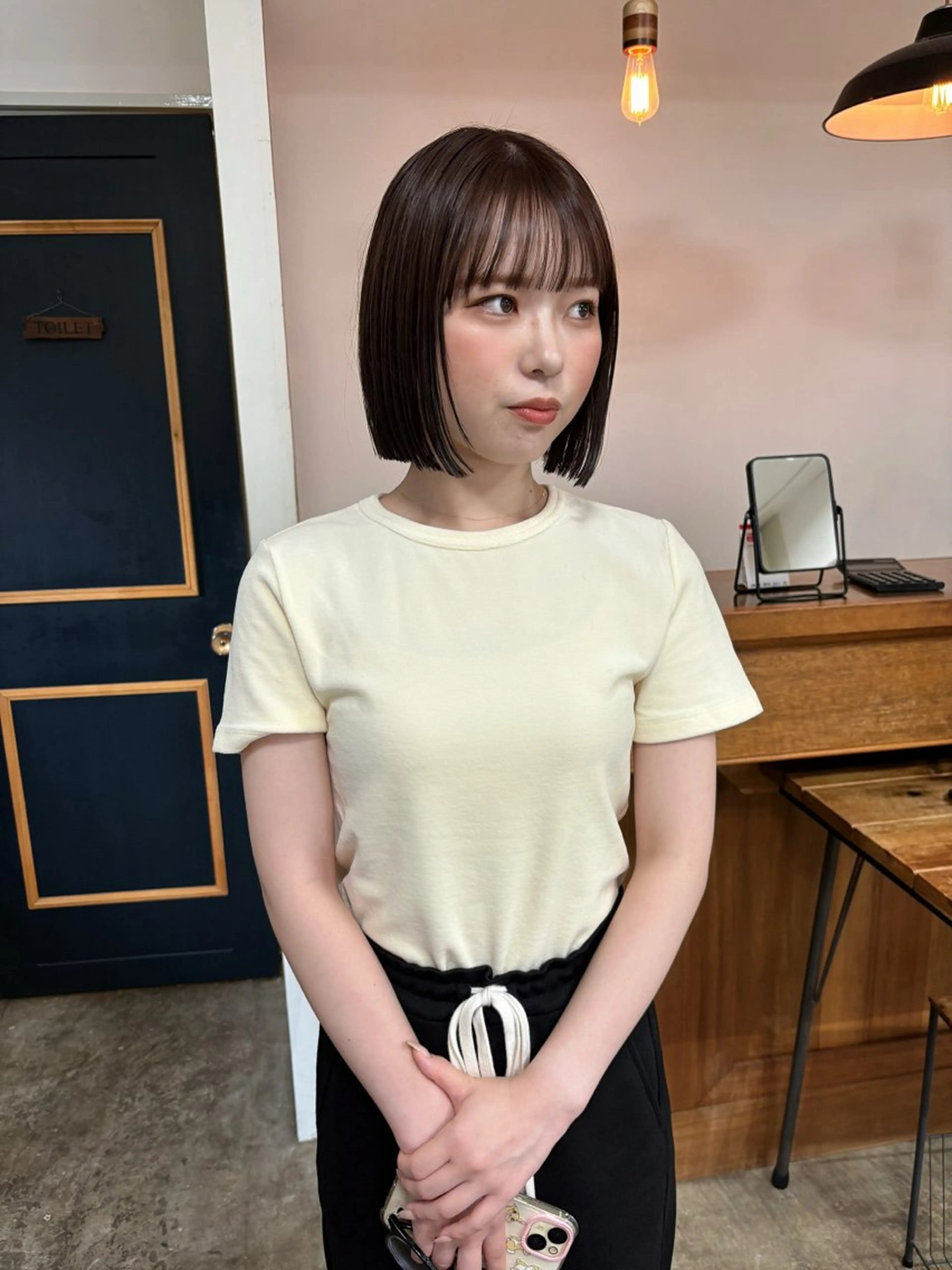 ミディアム カラー カット ヘアカラー トリートメント 韓国ボブ＆顔まわり レイヤー♡TOMOEのヘアスタイル