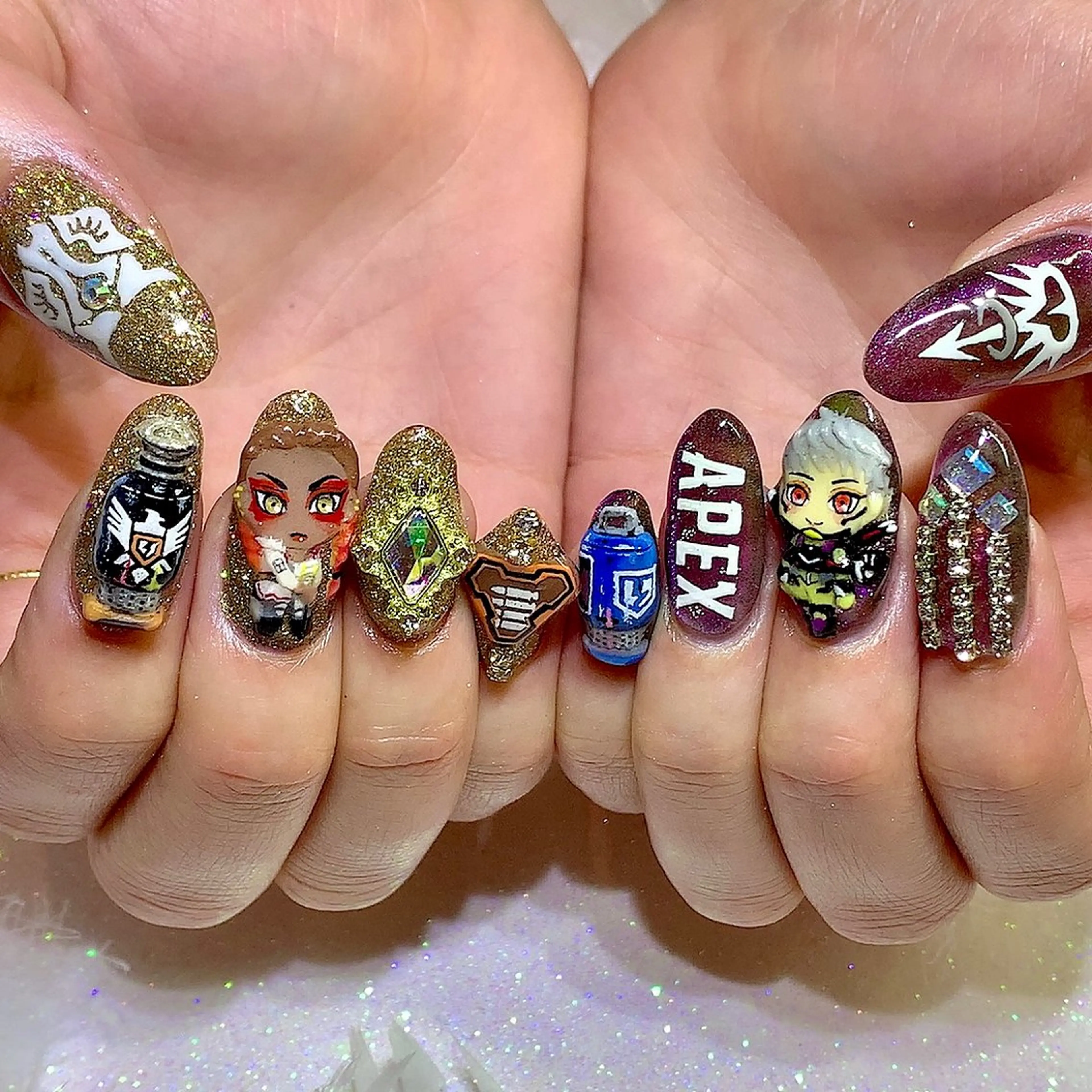 ネイル キラキラネイル 韓国ネイル ラメ(グリッター) 持ち込み ストーンネイル シェアサロンLei.g(レイジー)所属・3Dアートネイル💗 都築レナのネイルデザイン