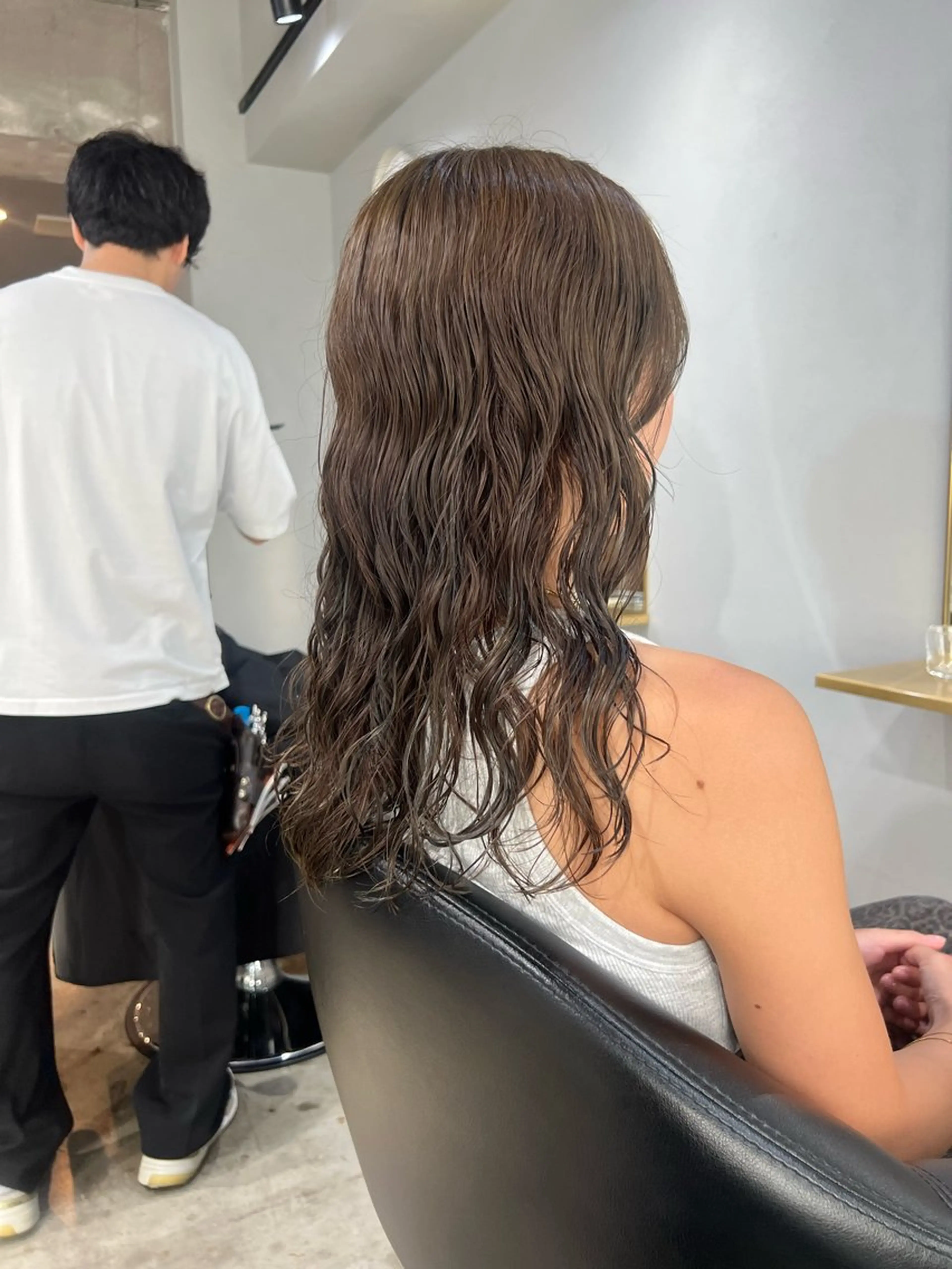 セミロング カラー パーマ akane/ベージュ /オリーブ/ブラウンのヘアスタイル