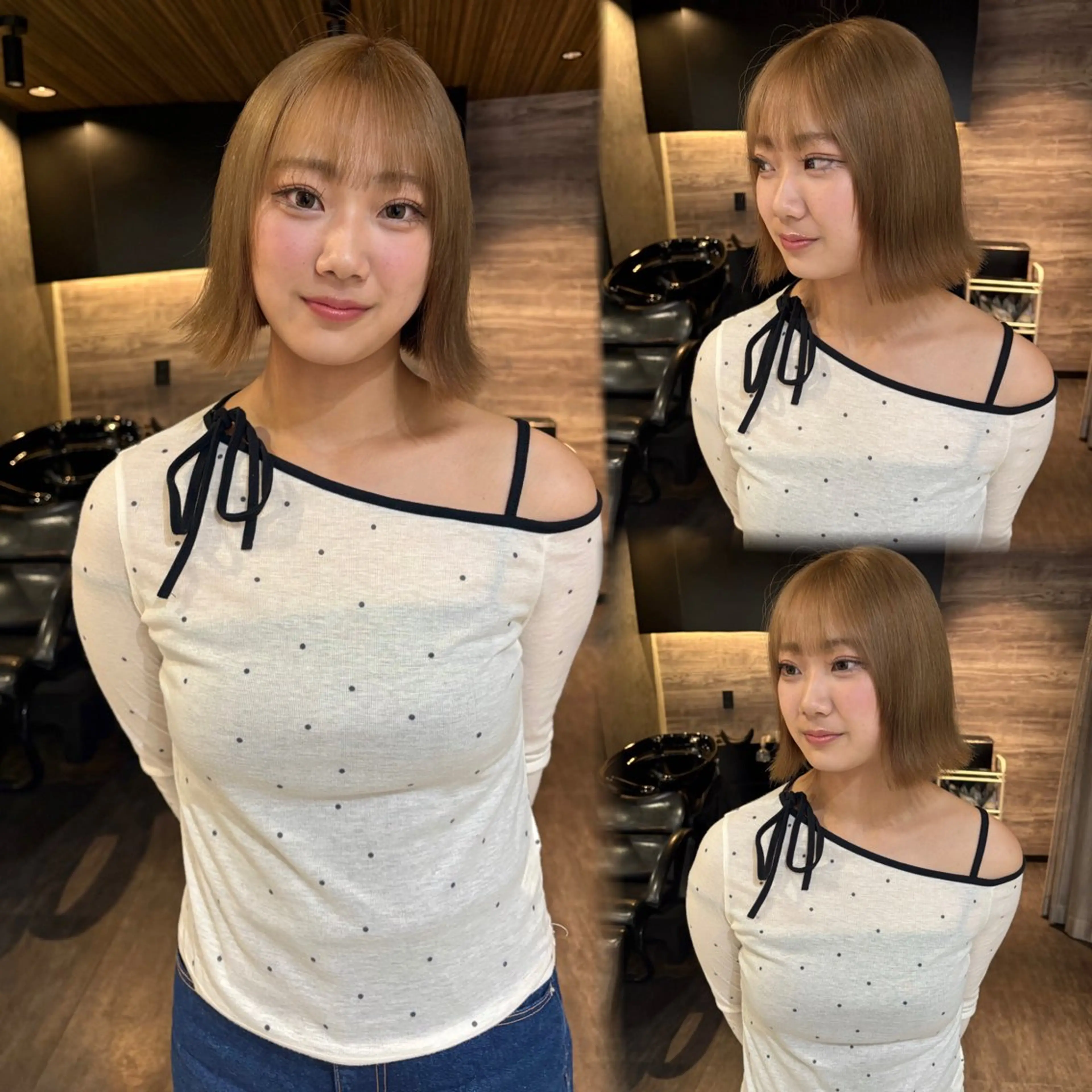 ミディアム カット ヘアカラー Wカラー/レイヤーカ ット/韓国/デザインのヘアスタイル